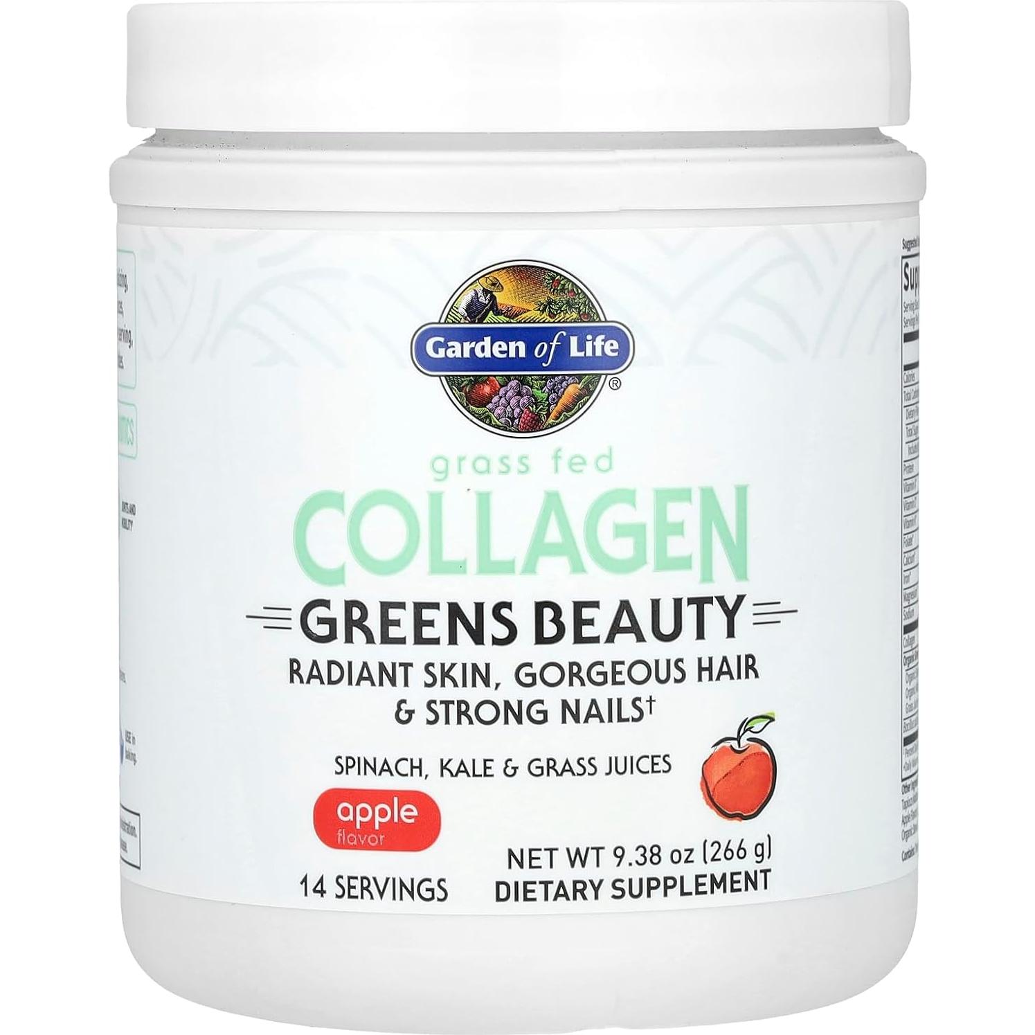 Polvo de Colágeno Verde Garden of Life - Manzana, 14 Porciones
