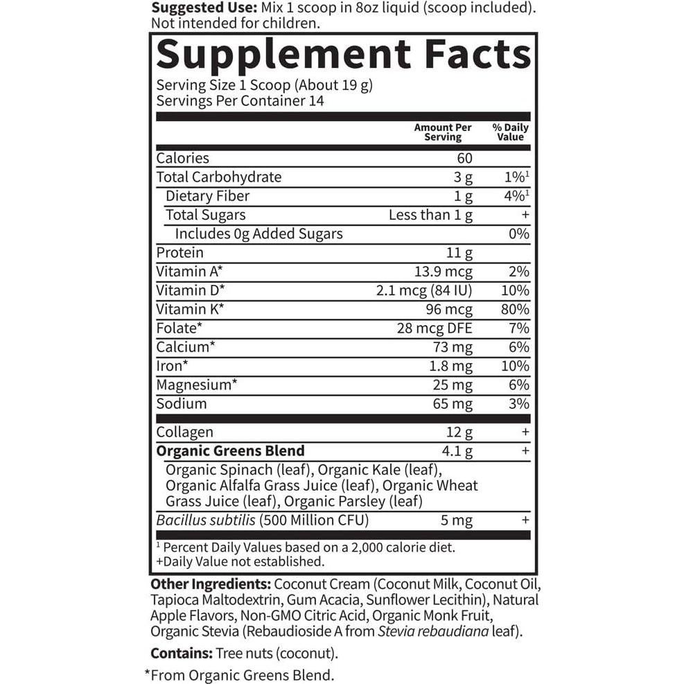 Polvo de Colágeno Verde Garden of Life - Manzana, 14 Porciones