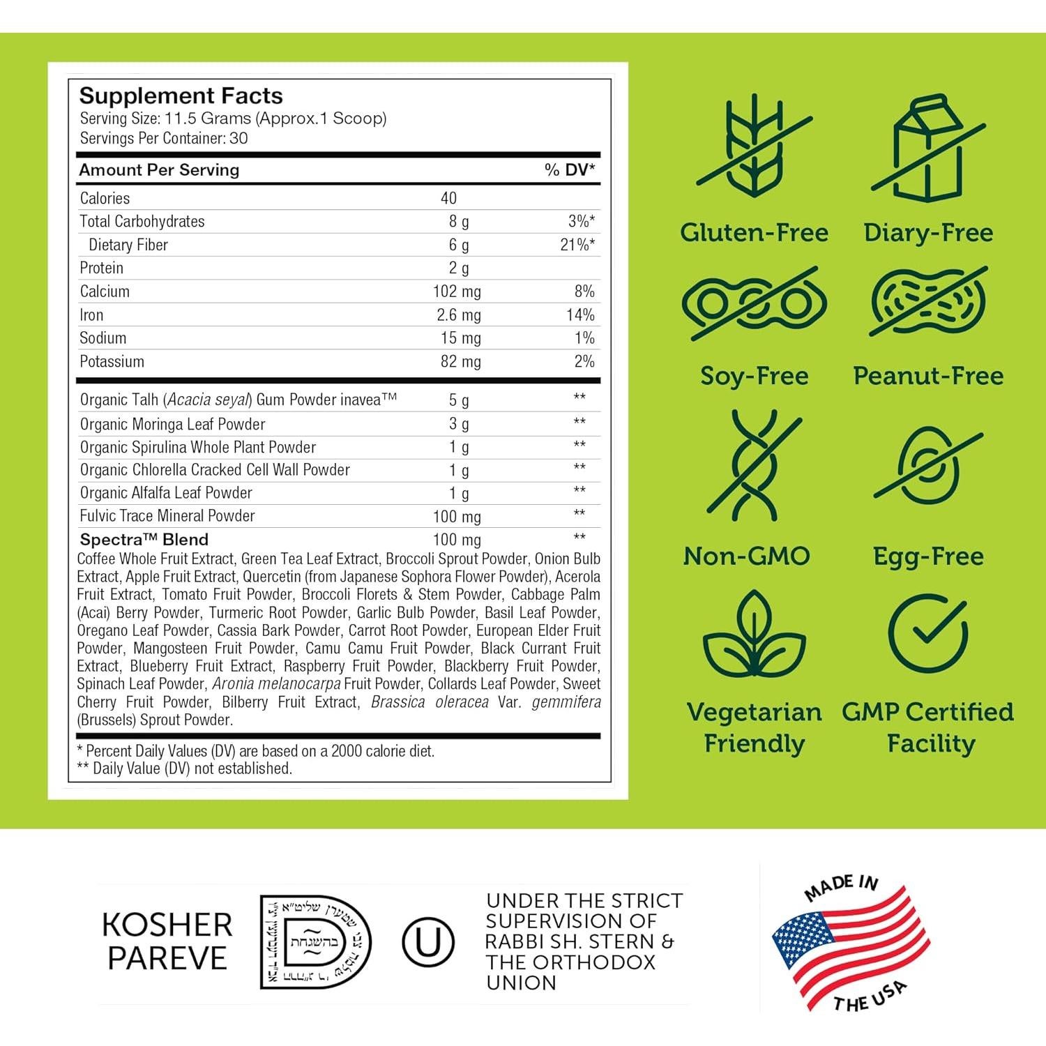 Zahler Core Greens Polvo Superalimento 398g - Verde Menta