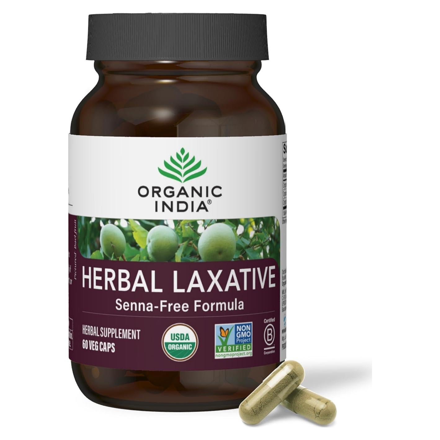 Suplemento Laxante Herbal Organic India - 60 Cápsulas Veganas