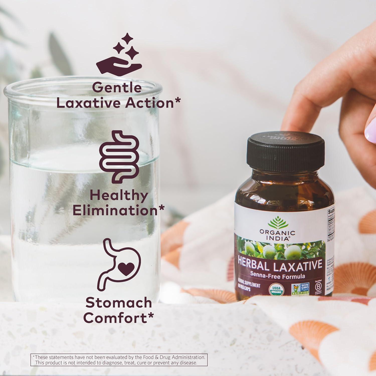 Suplemento Laxante Herbal Organic India - 60 Cápsulas Veganas