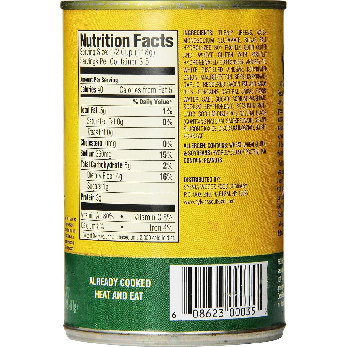 Verduras de Nabo Sazonadas Sylvia 12 Latas 410g - Sabor Soul