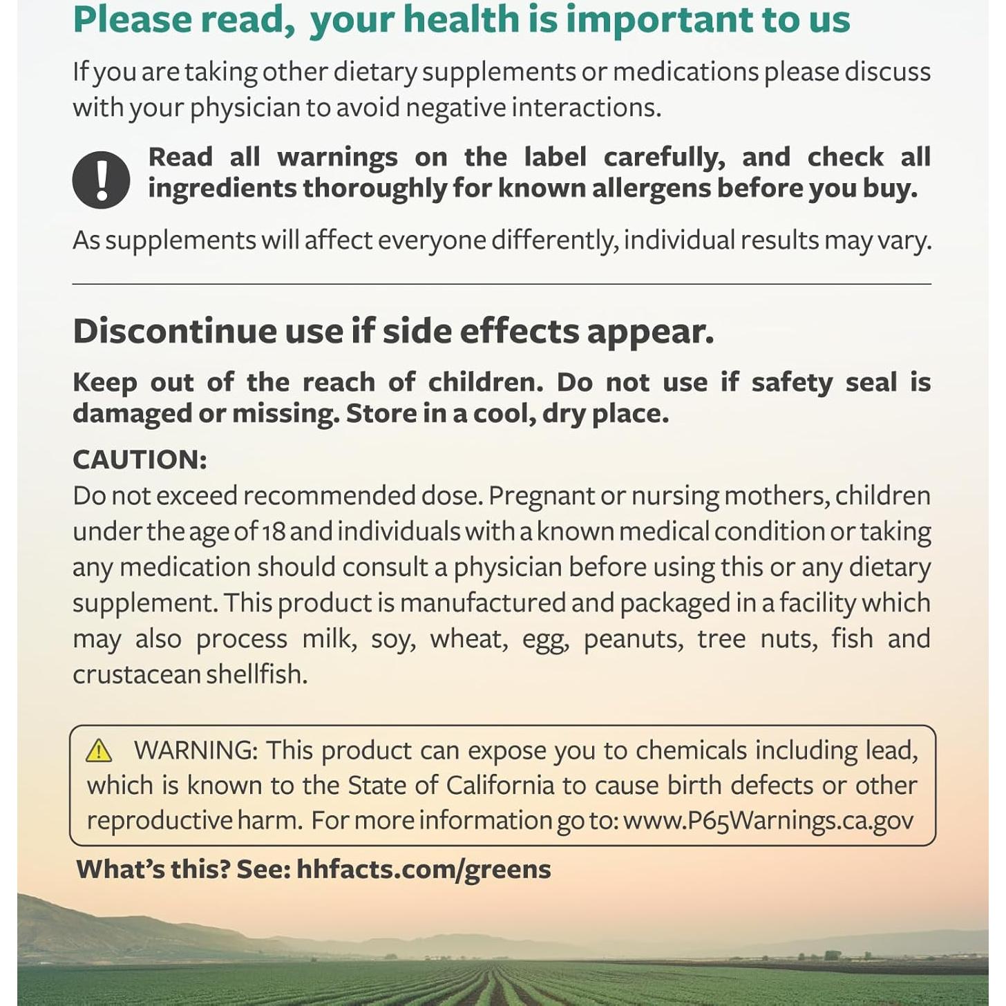 Suplemento Orgánico de Super Verdes Healths Harmony 60 Tabletas