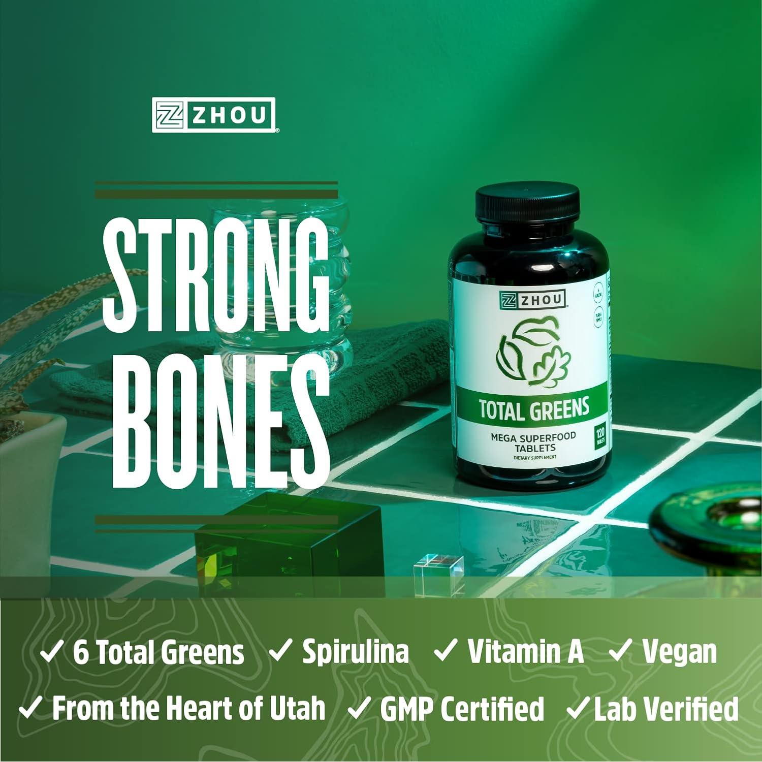 Zhou Total Greens - Suplemento de Superalimentos 120 Tabletas