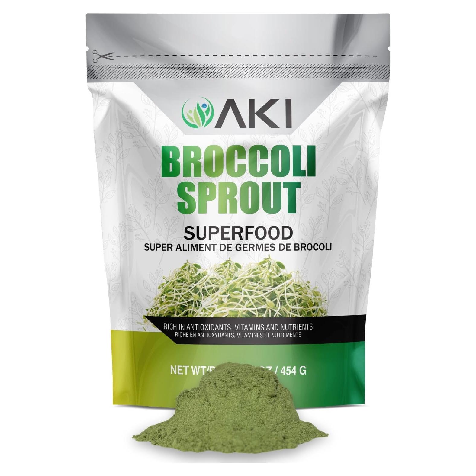 Polvo de Brote de Brócoli AKI 454g - Superalimento Vegano No GMO