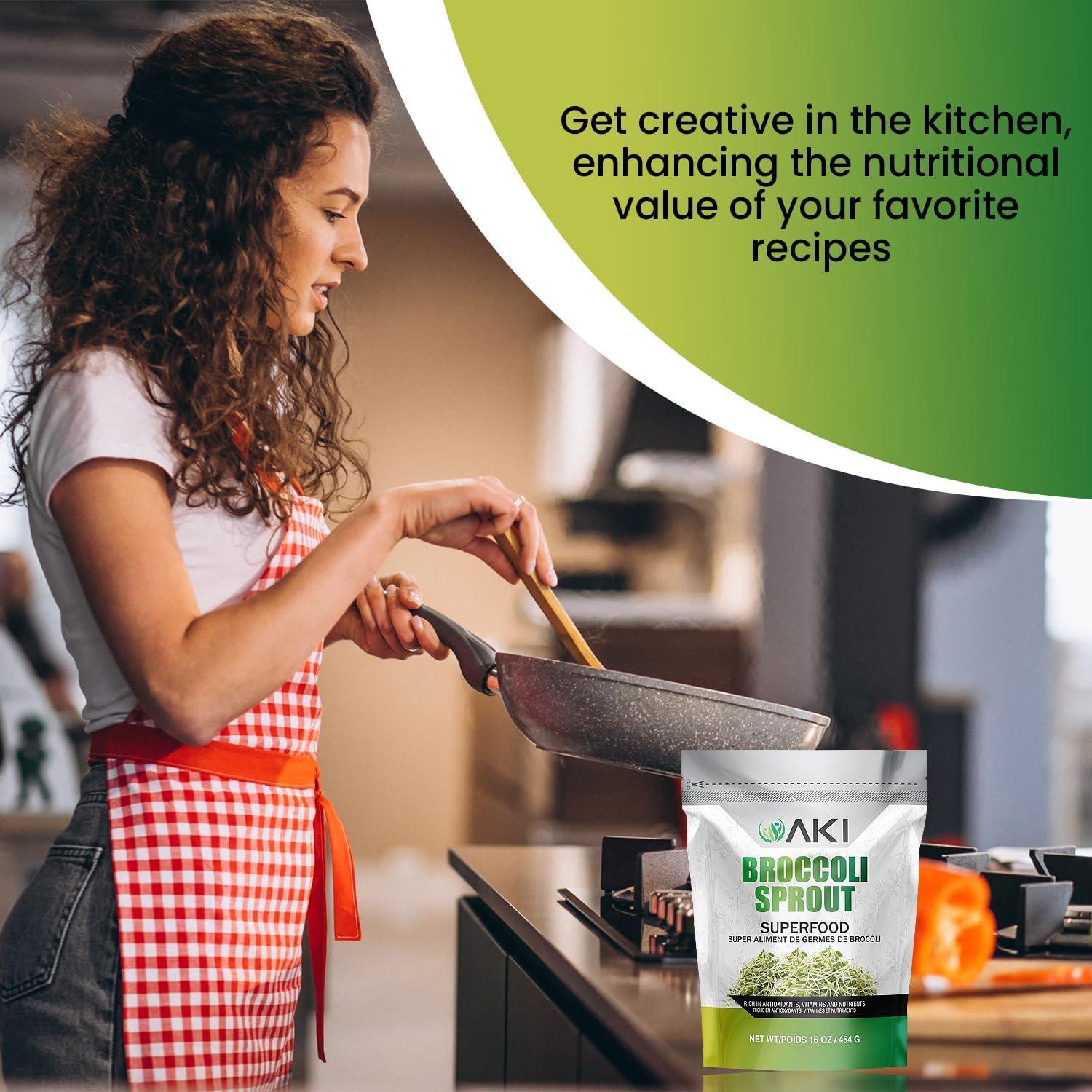 Polvo de Brote de Brócoli AKI 454g - Superalimento Vegano No GMO