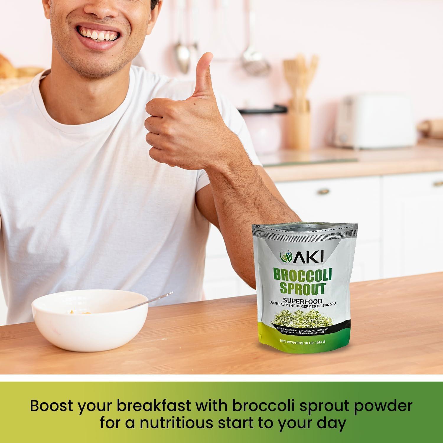 Polvo de Brote de Brócoli AKI 454g - Superalimento Vegano No GMO