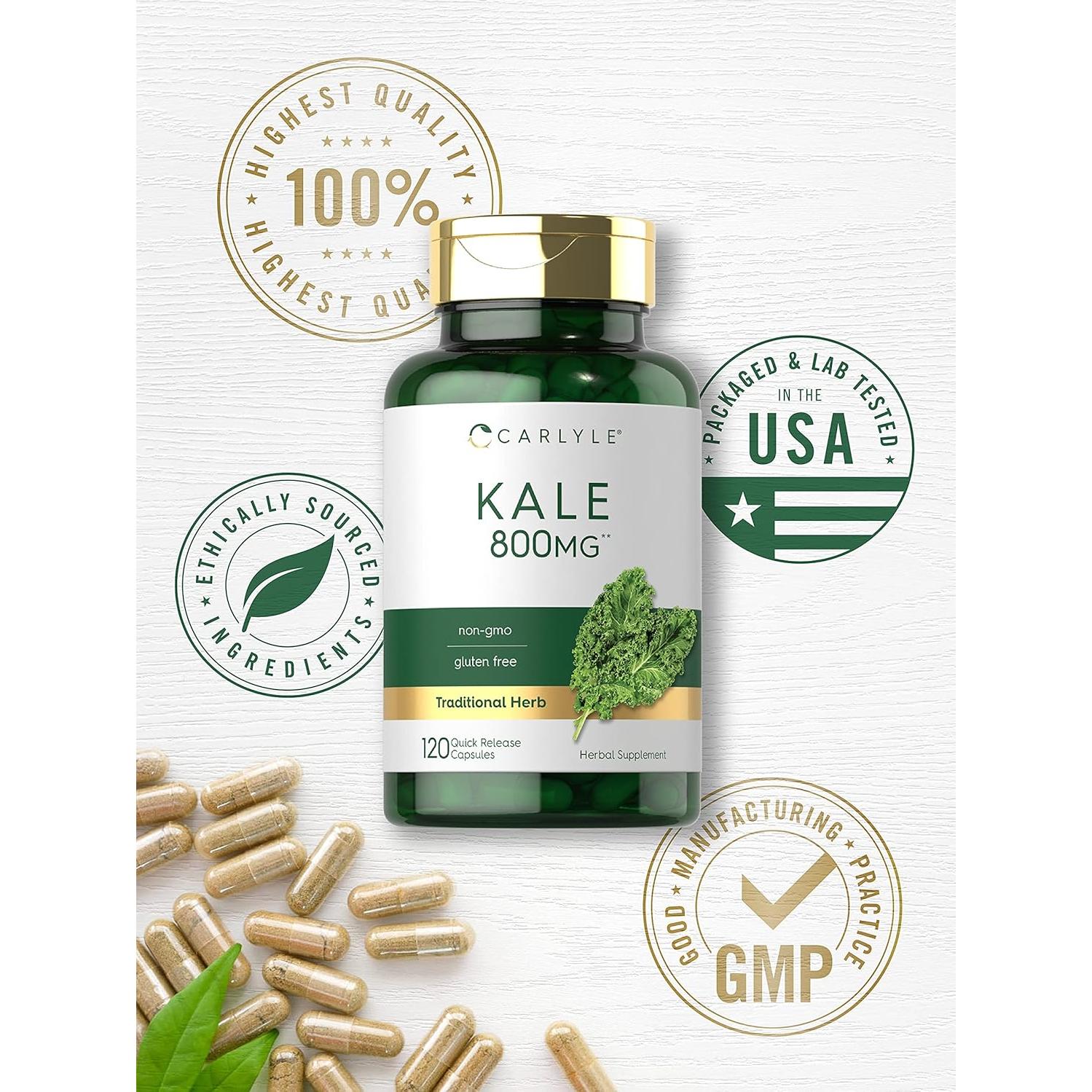 Extracto de Kale Carlyle 800mg | 120 Cápsulas Sin OGM y Gluten