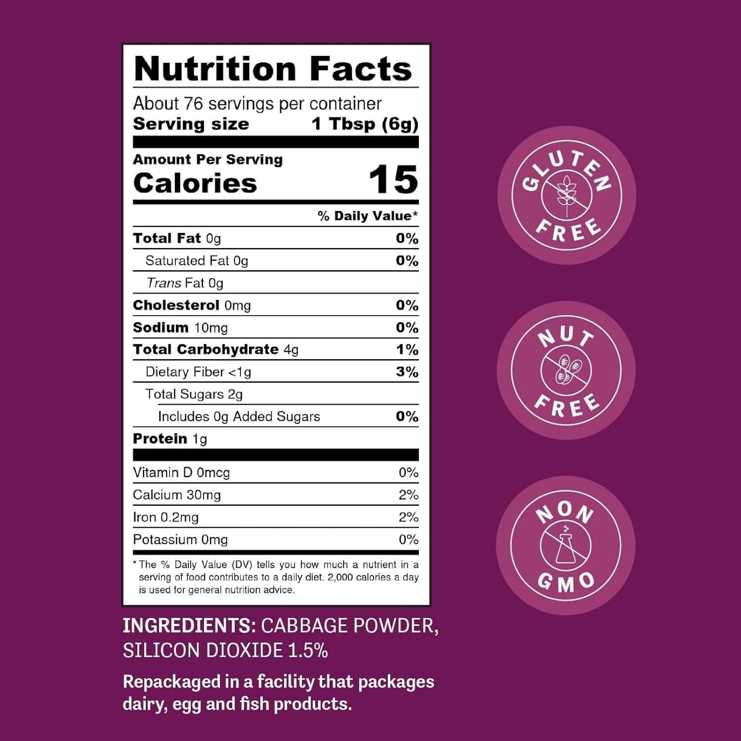 Polvo de Repollo Judee's 453g - 100% No OGM, Sin Gluten