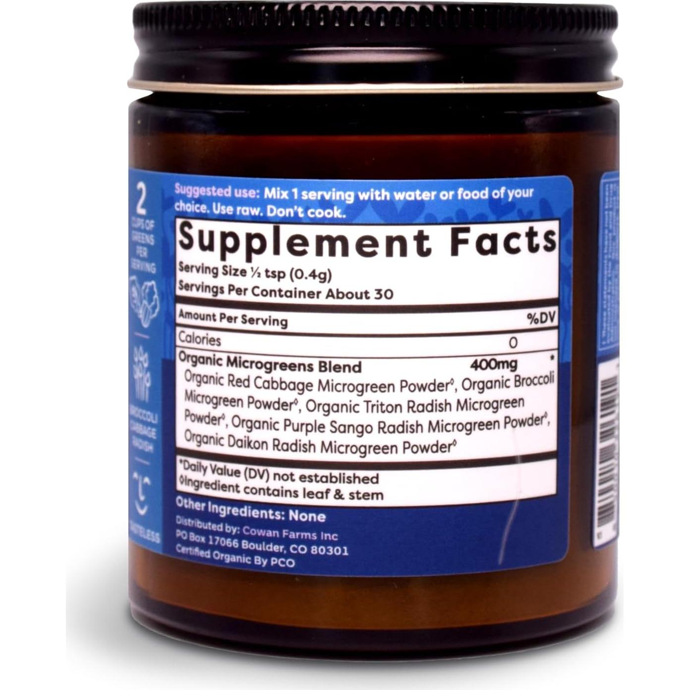 Polvo de Microgreens BeMicro - Brócoli, Repollo y Rábano 142g