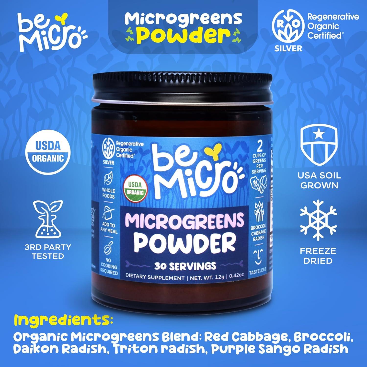 Polvo de Microgreens BeMicro - Brócoli, Repollo y Rábano 142g