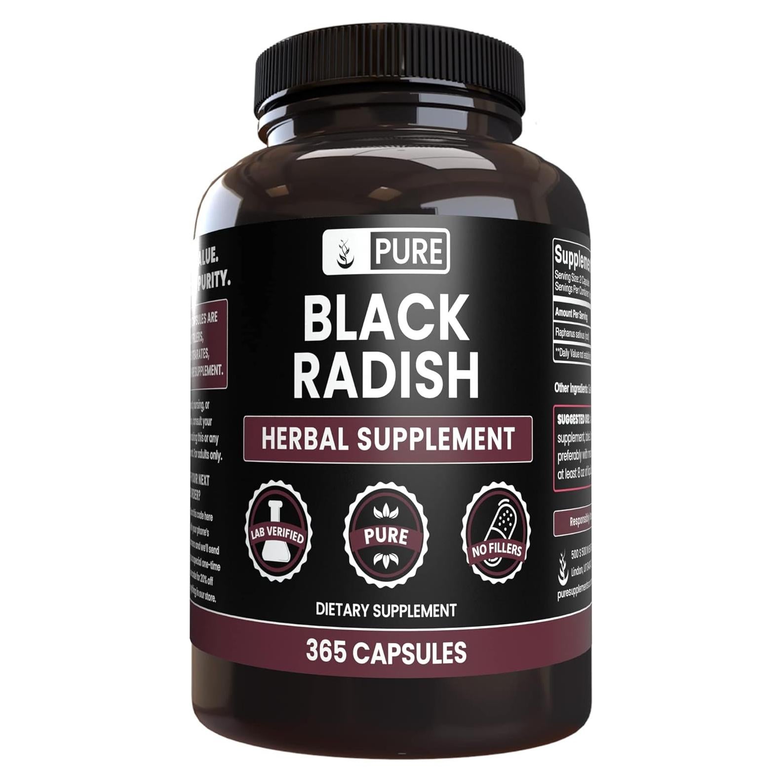 Rábano Negro 365 Cápsulas Puras - Sin Aditivos - 180 Días