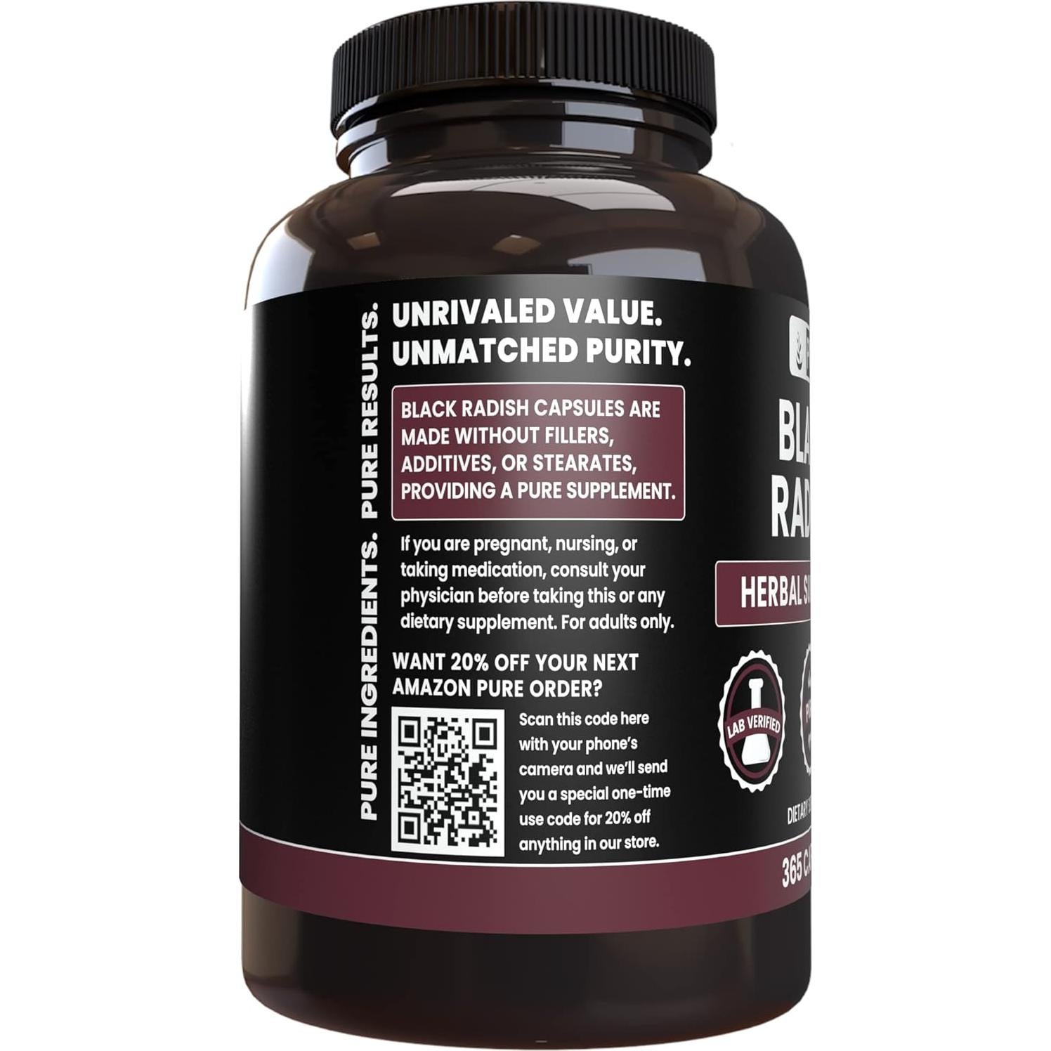 Rábano Negro 365 Cápsulas Puras - Sin Aditivos - 180 Días