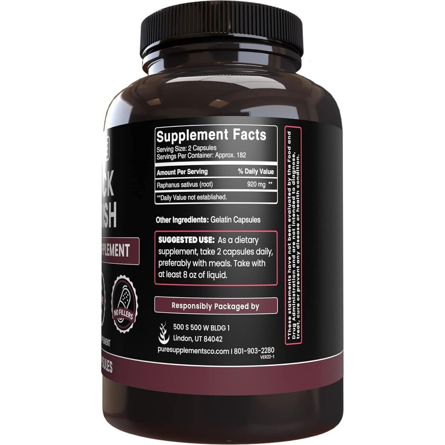 Rábano Negro 365 Cápsulas Puras - Sin Aditivos - 180 Días