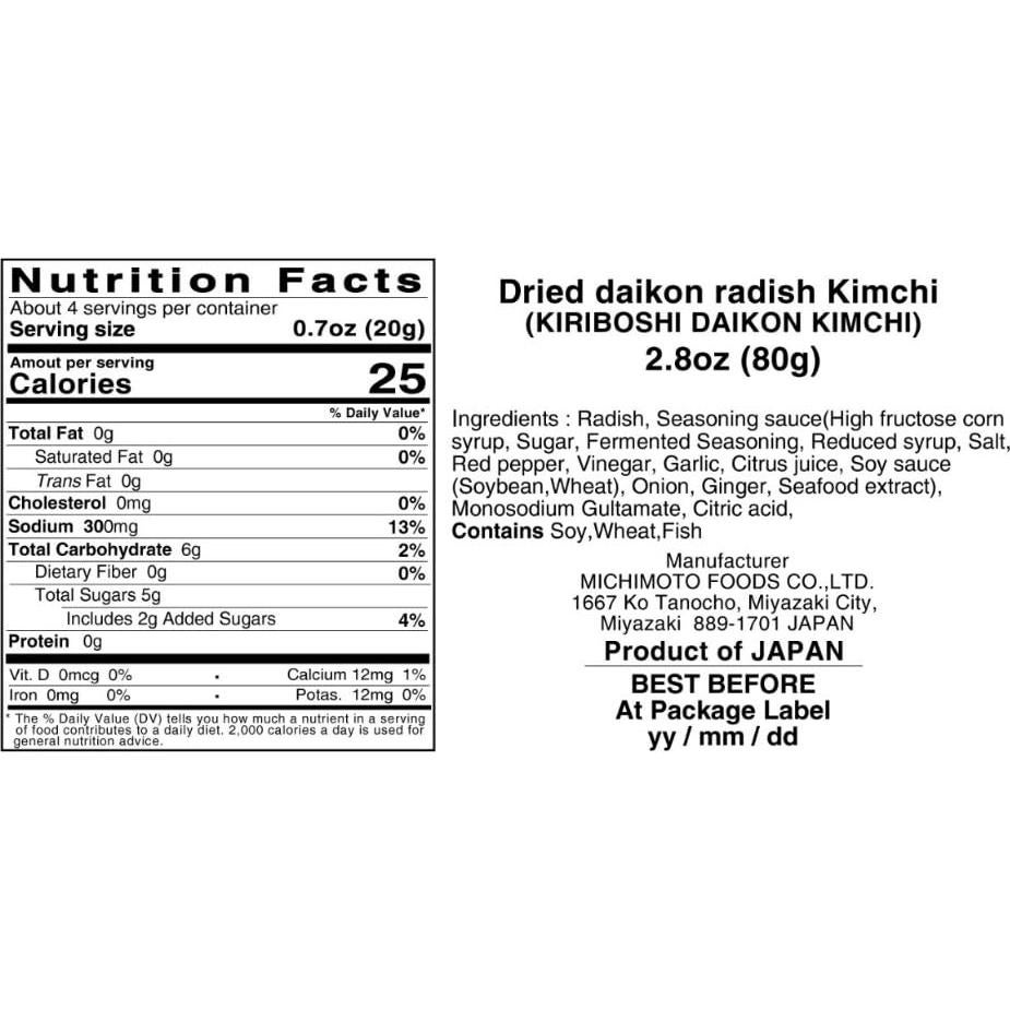Rábano Daikon Kimchi Michimoto 80 g Sin Conservantes