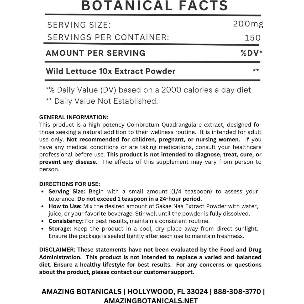 Polvo de Hoja de Lechuga Silvestre Natural Amazing Botanicals 30g