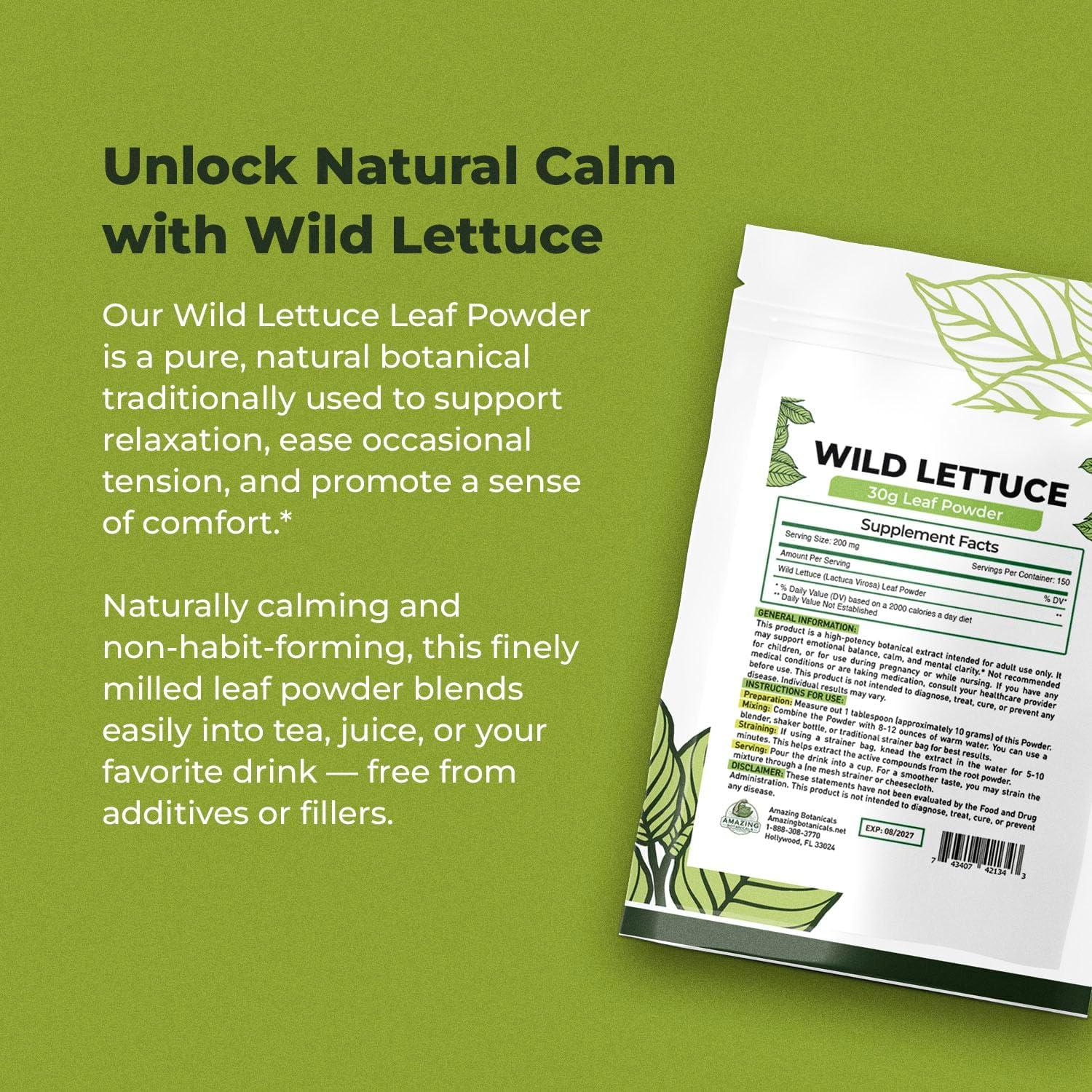 Polvo de Hoja de Lechuga Silvestre Natural Amazing Botanicals 30g