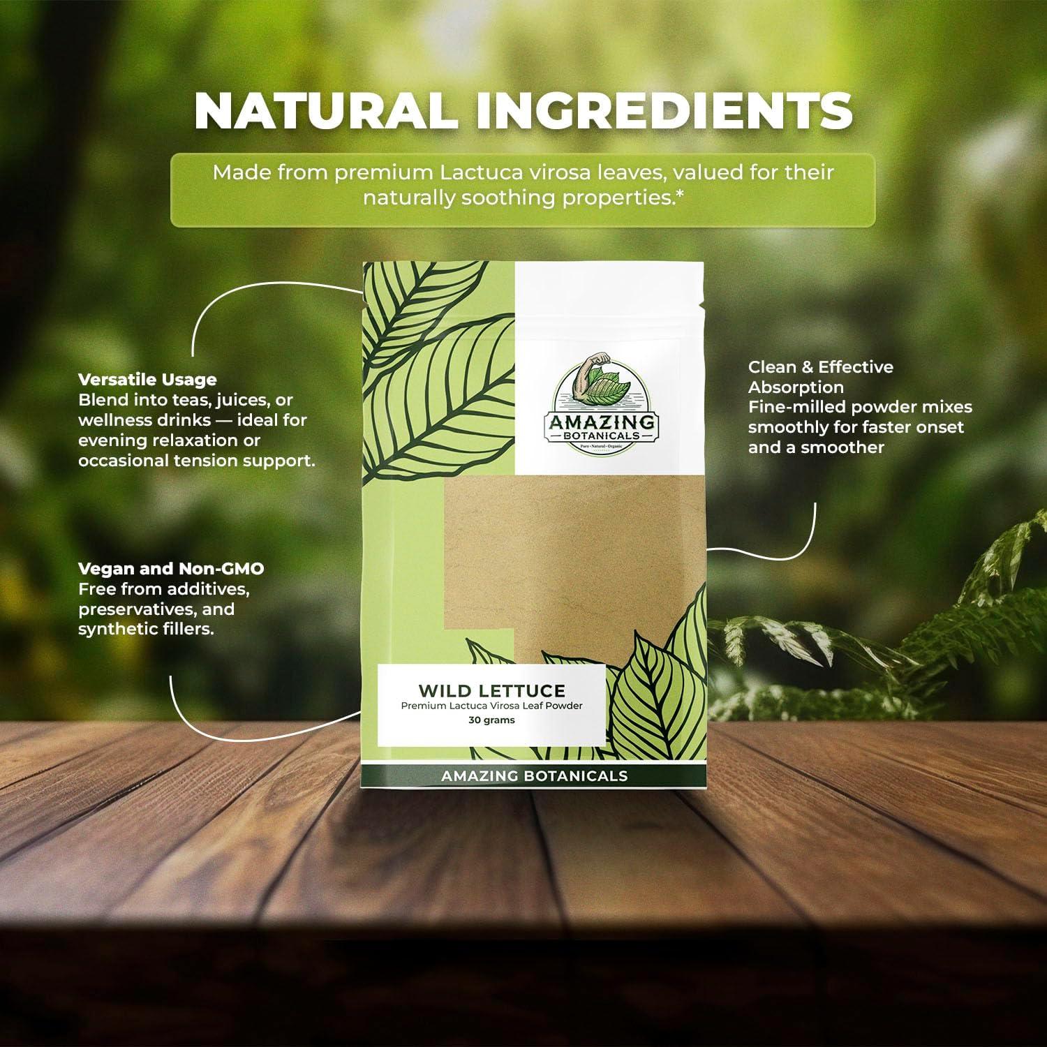 Polvo de Hoja de Lechuga Silvestre Natural Amazing Botanicals 30g