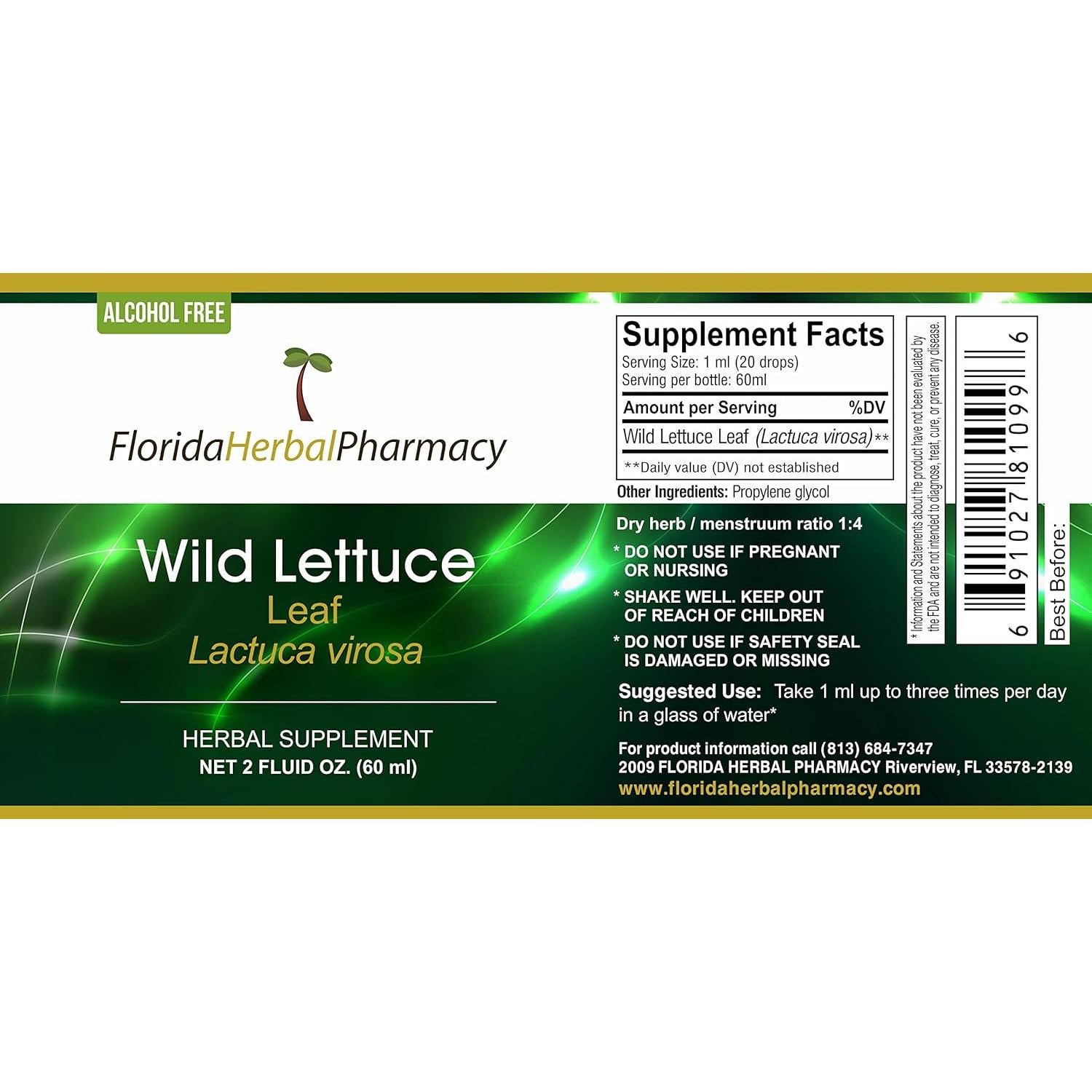 Extracto de Lechuga Silvestre Sin Alcohol Florida Herbal 3x60ml