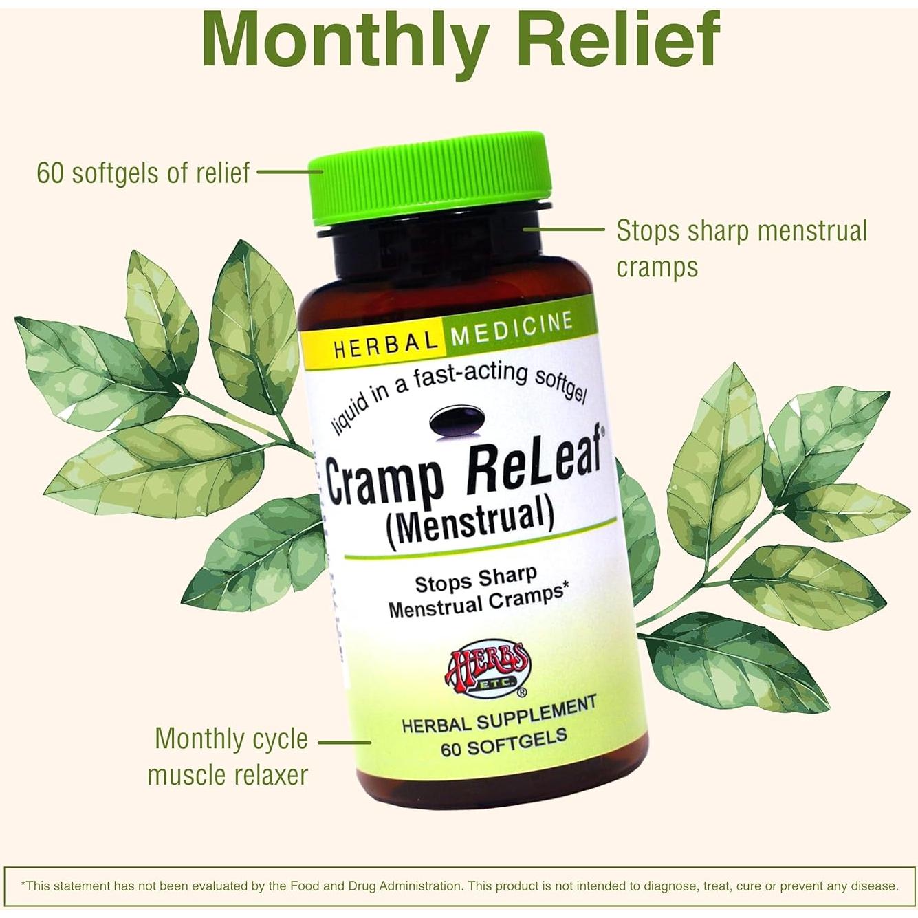 Suplemento Herbal Cramp ReLeaf Herbs Etc. 60 Softgels