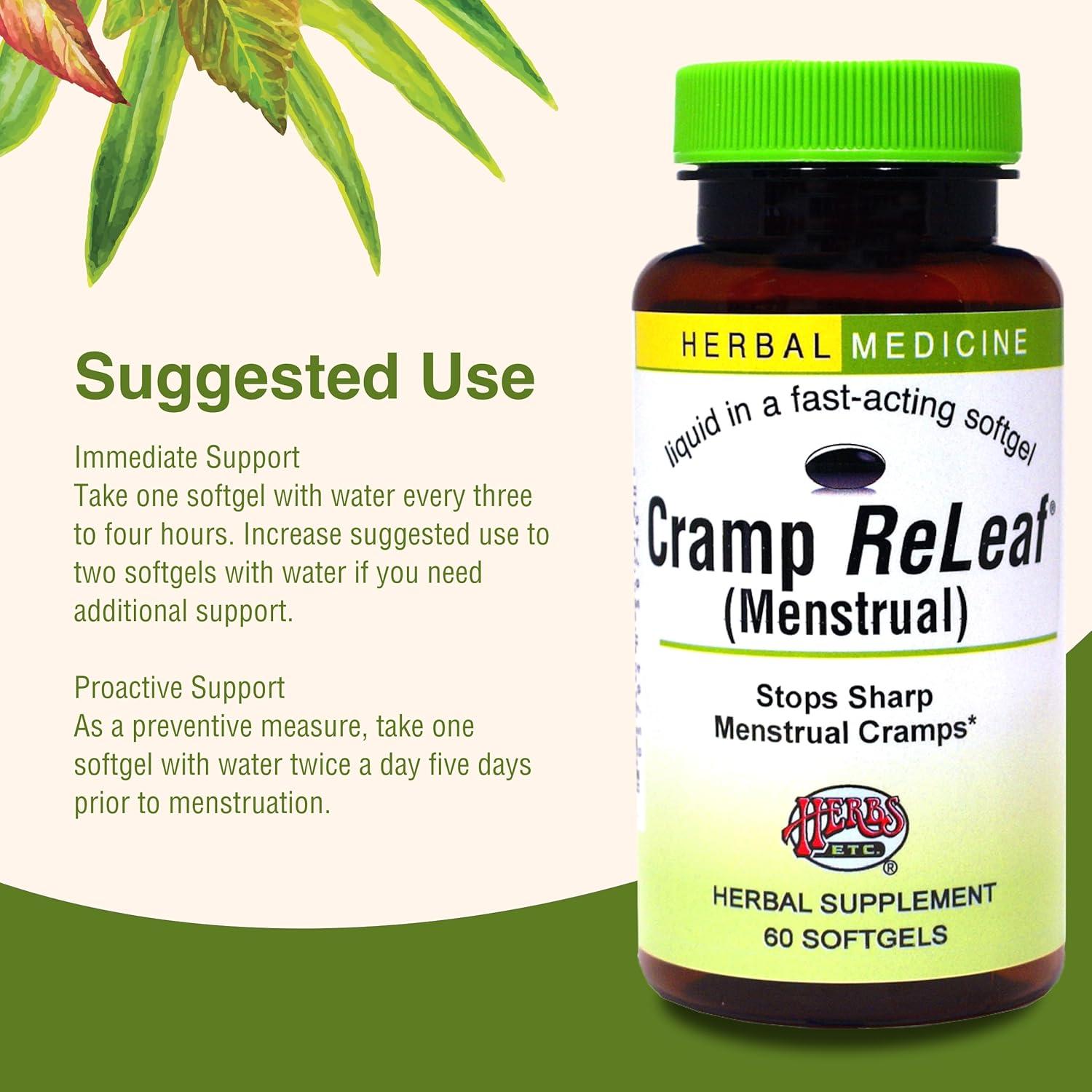 Suplemento Herbal Cramp ReLeaf Herbs Etc. 60 Softgels
