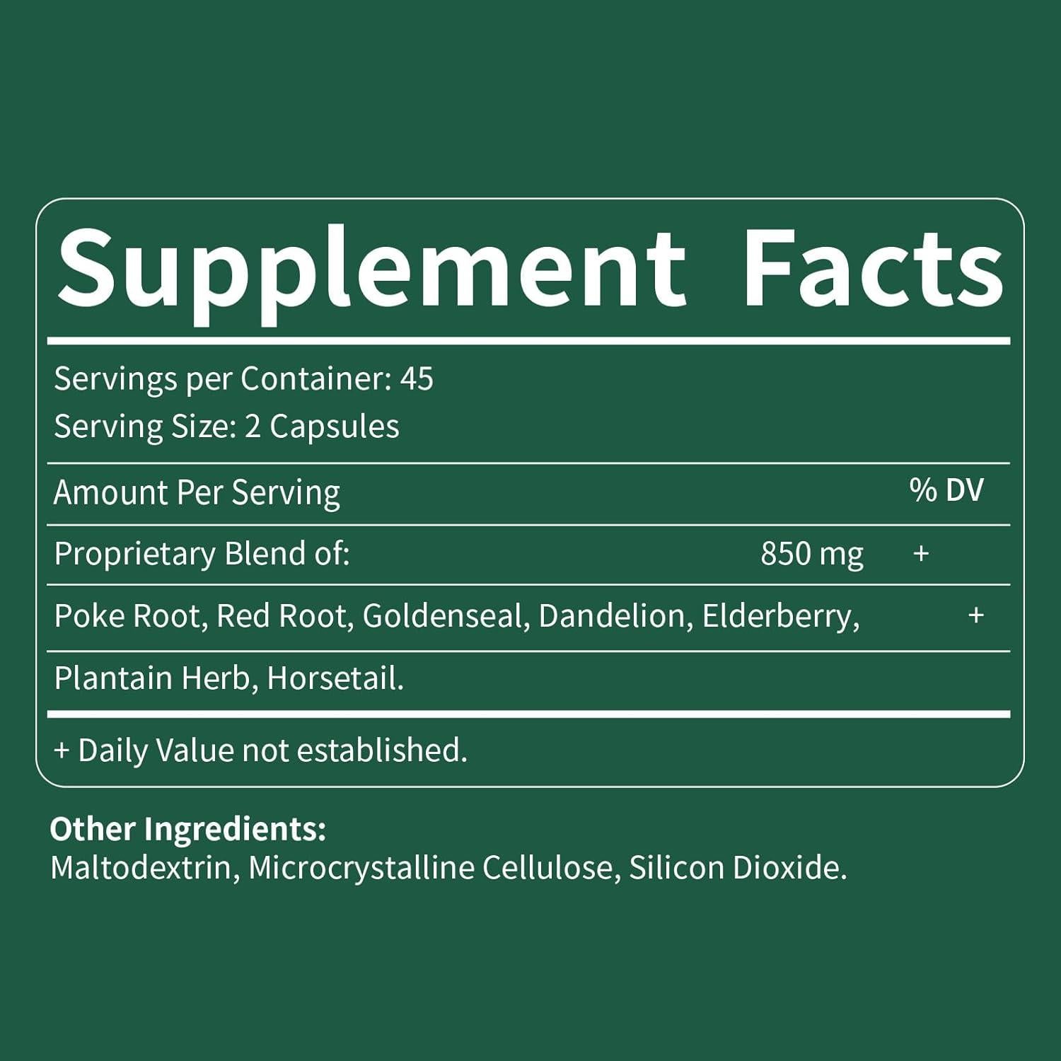 Cápsulas de Raíz de Poke Selvaherb 90 Conteo - Drenaje Linfático