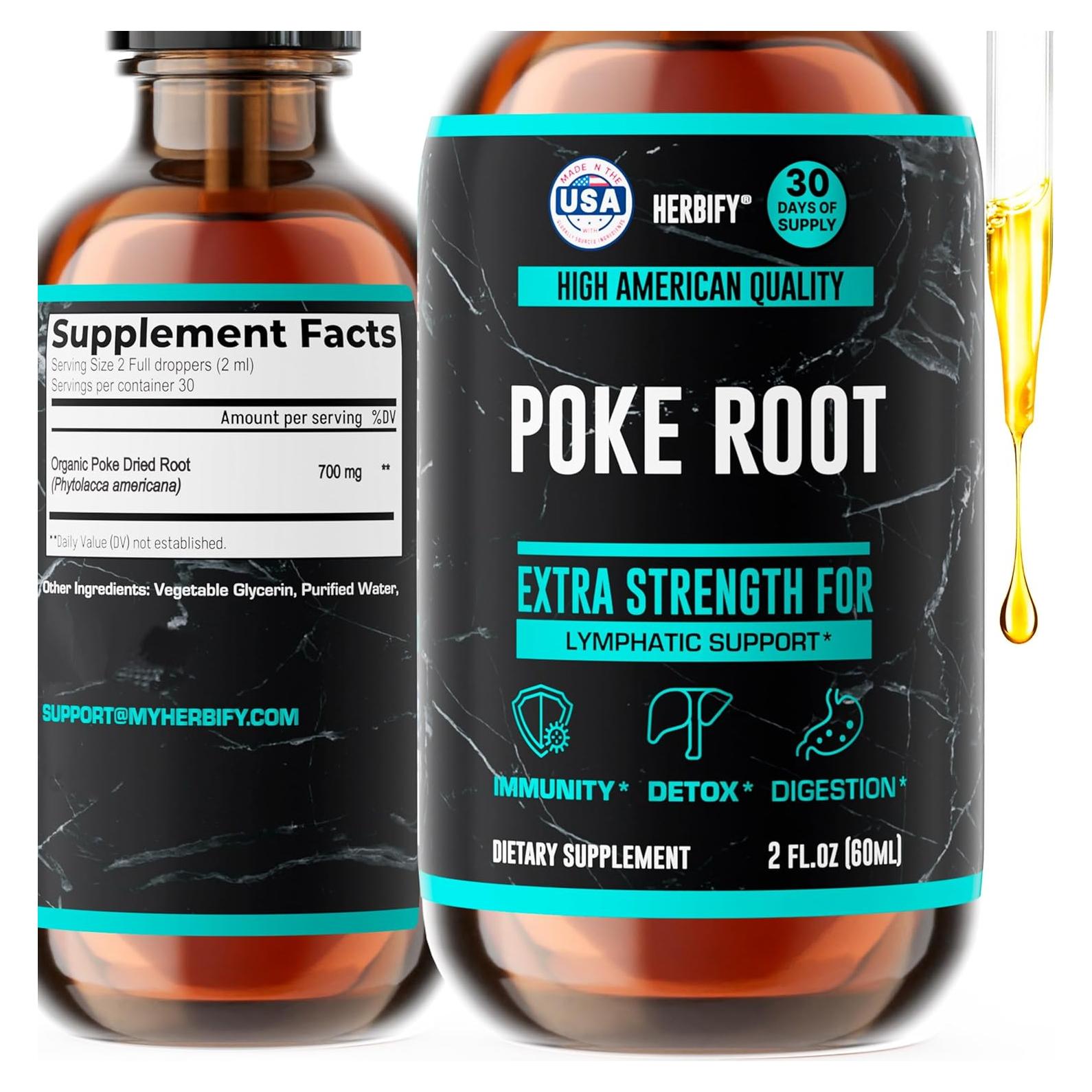 Tintura de Raíz de Poke Herbify - 59.15 ml - Soporte Inmunológico y Drenaje Linfático