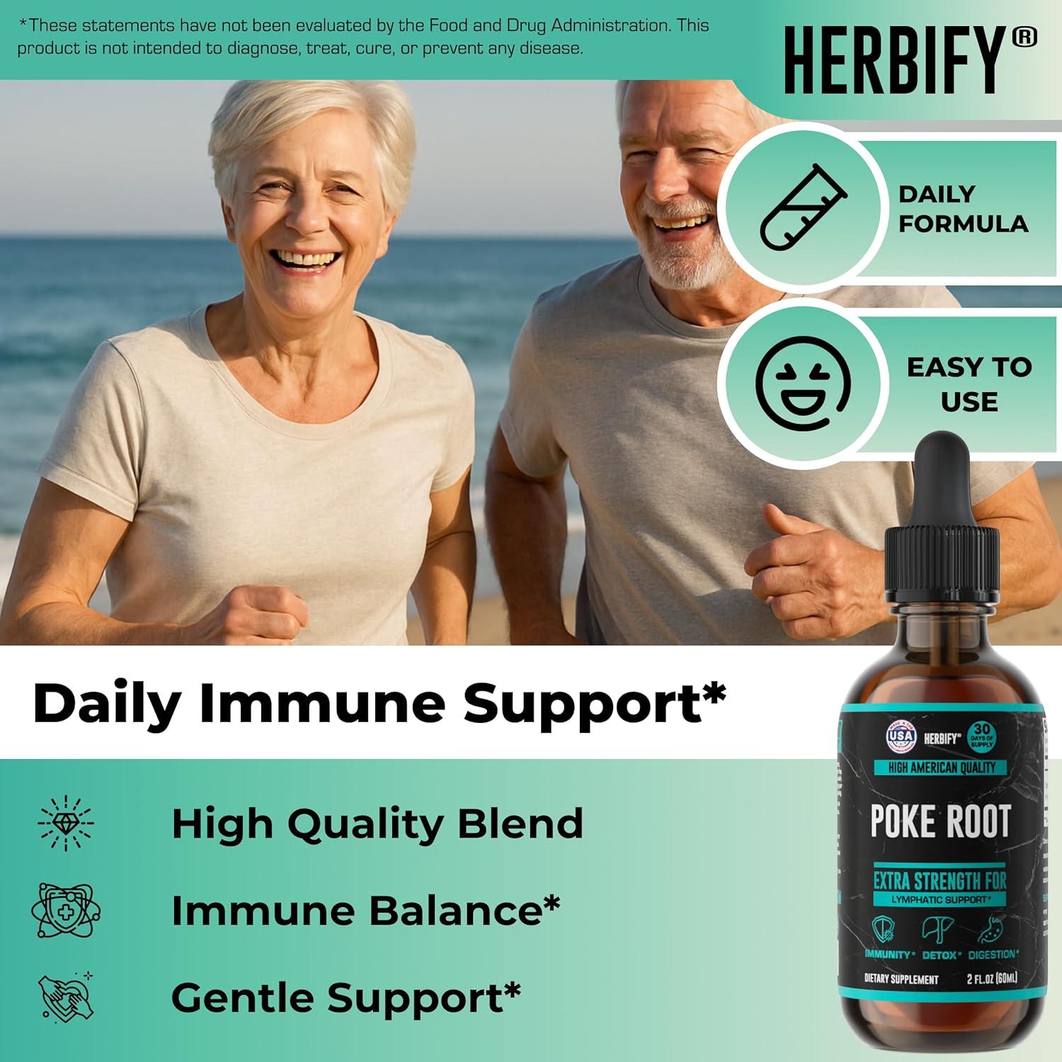 Tintura de Raíz de Poke Herbify - 59.15 ml - Soporte Inmunológico y Drenaje Linfático