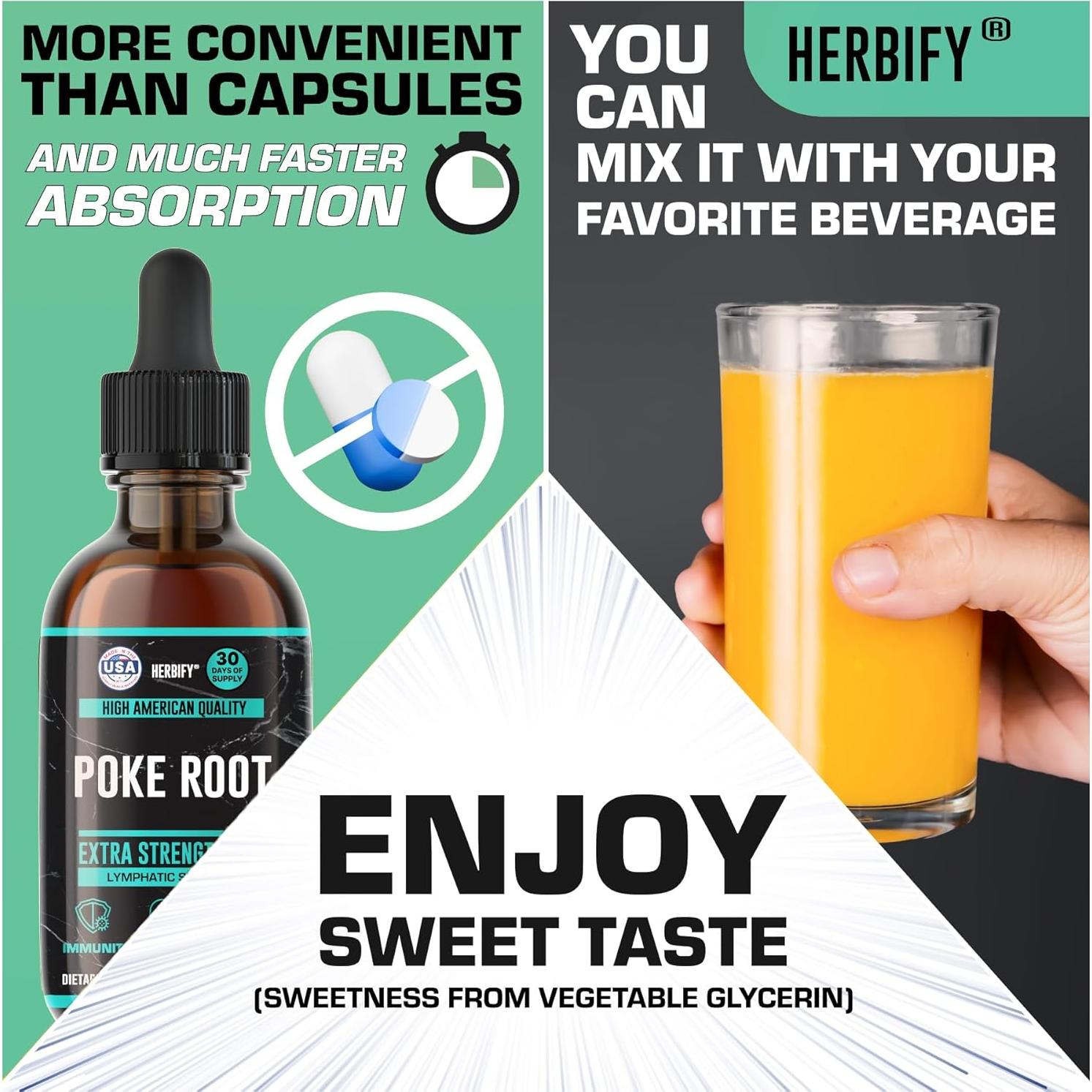 Tintura de Raíz de Poke Herbify - 59.15 ml - Soporte Inmunológico y Drenaje Linfático