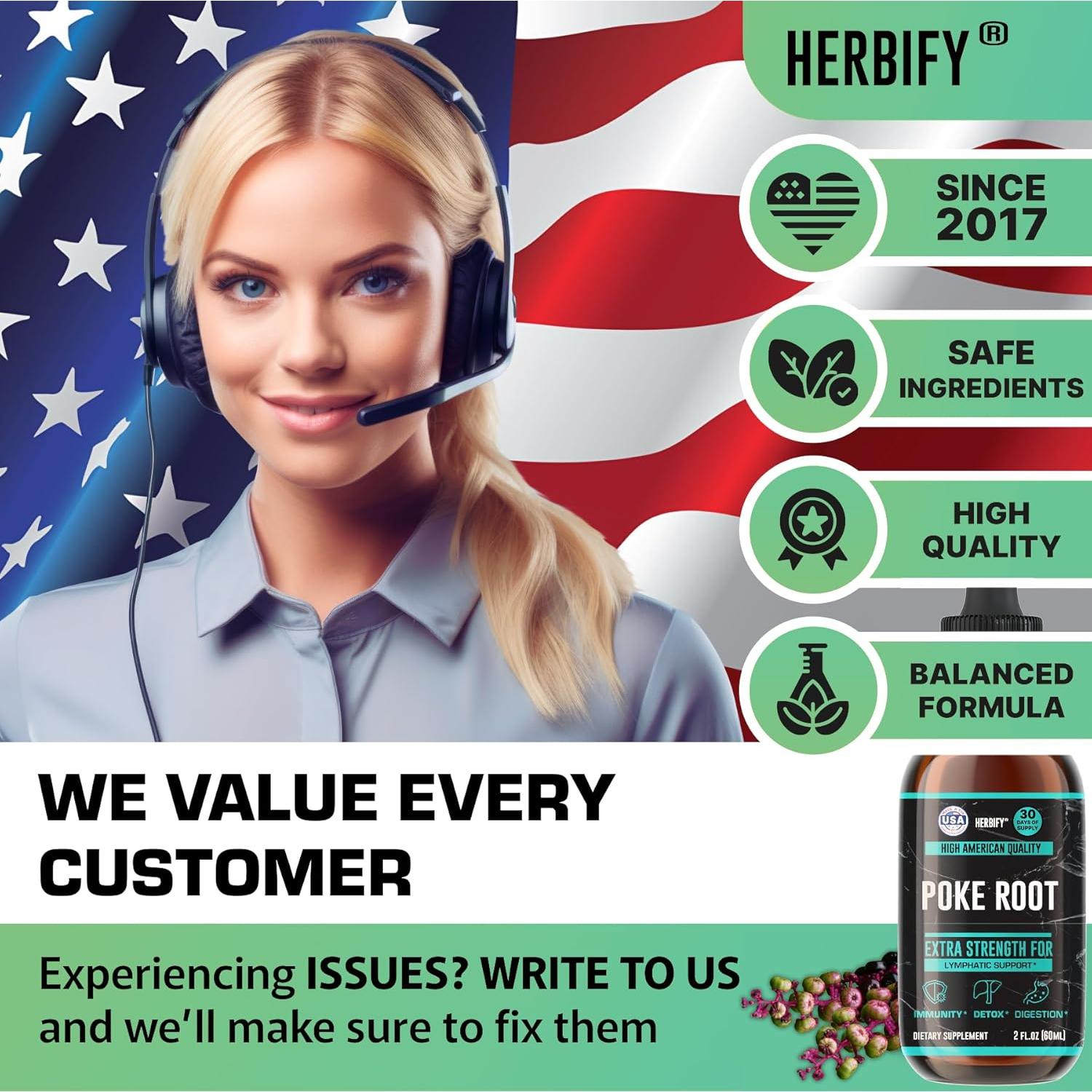 Tintura de Raíz de Poke Herbify - 59.15 ml - Soporte Inmunológico y Drenaje Linfático