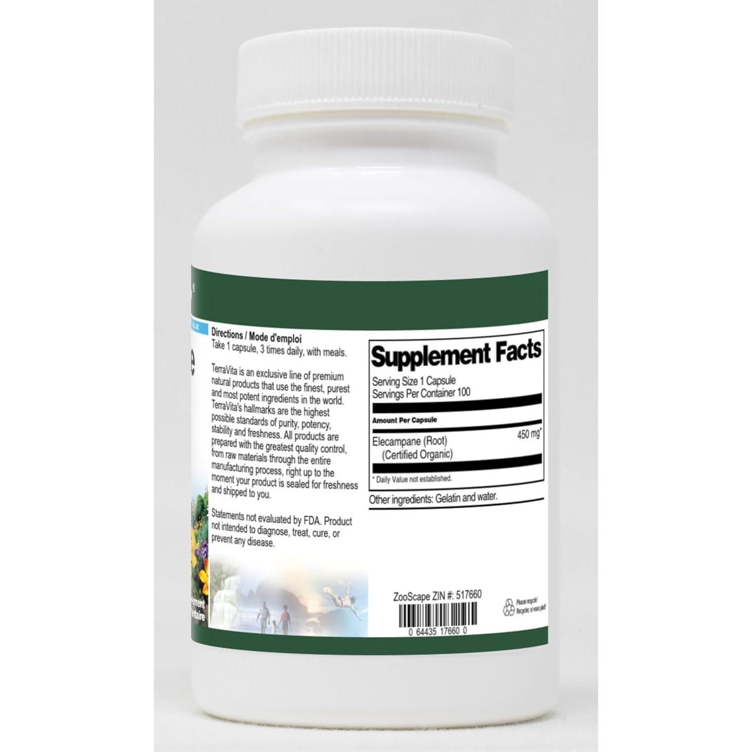 Raíz de Elecampane Orgánico TerraVita 450 mg 100 Cápsulas