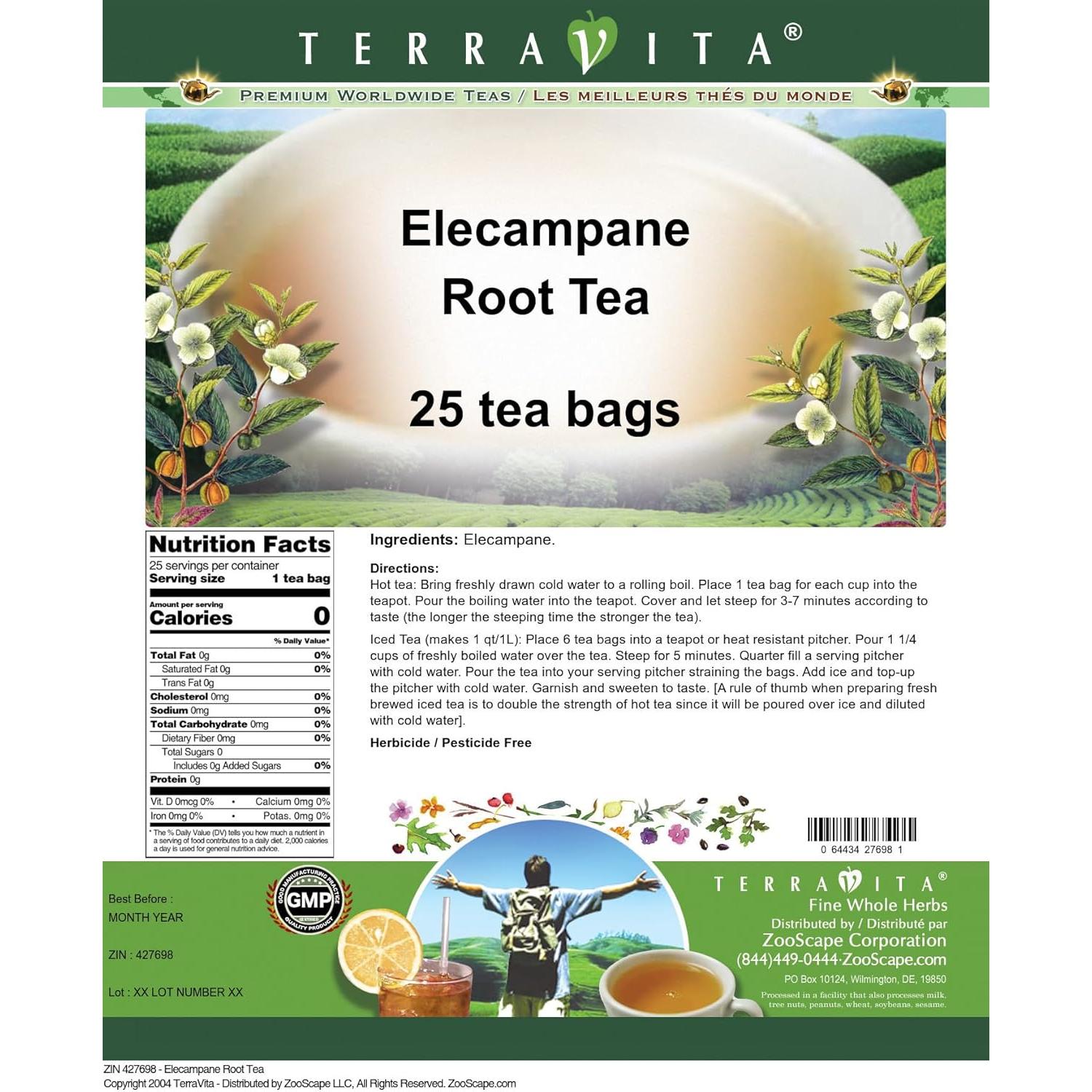 Té de raíz de Elecampane TerraVita - 25 bolsas