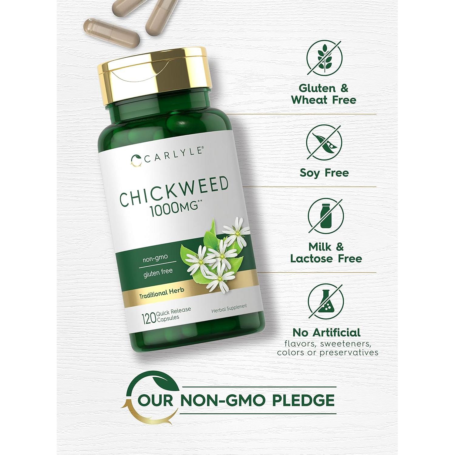 Cápsulas de Hierba Gatera Carlyle 1000mg 120 Conteo Libre de OGM