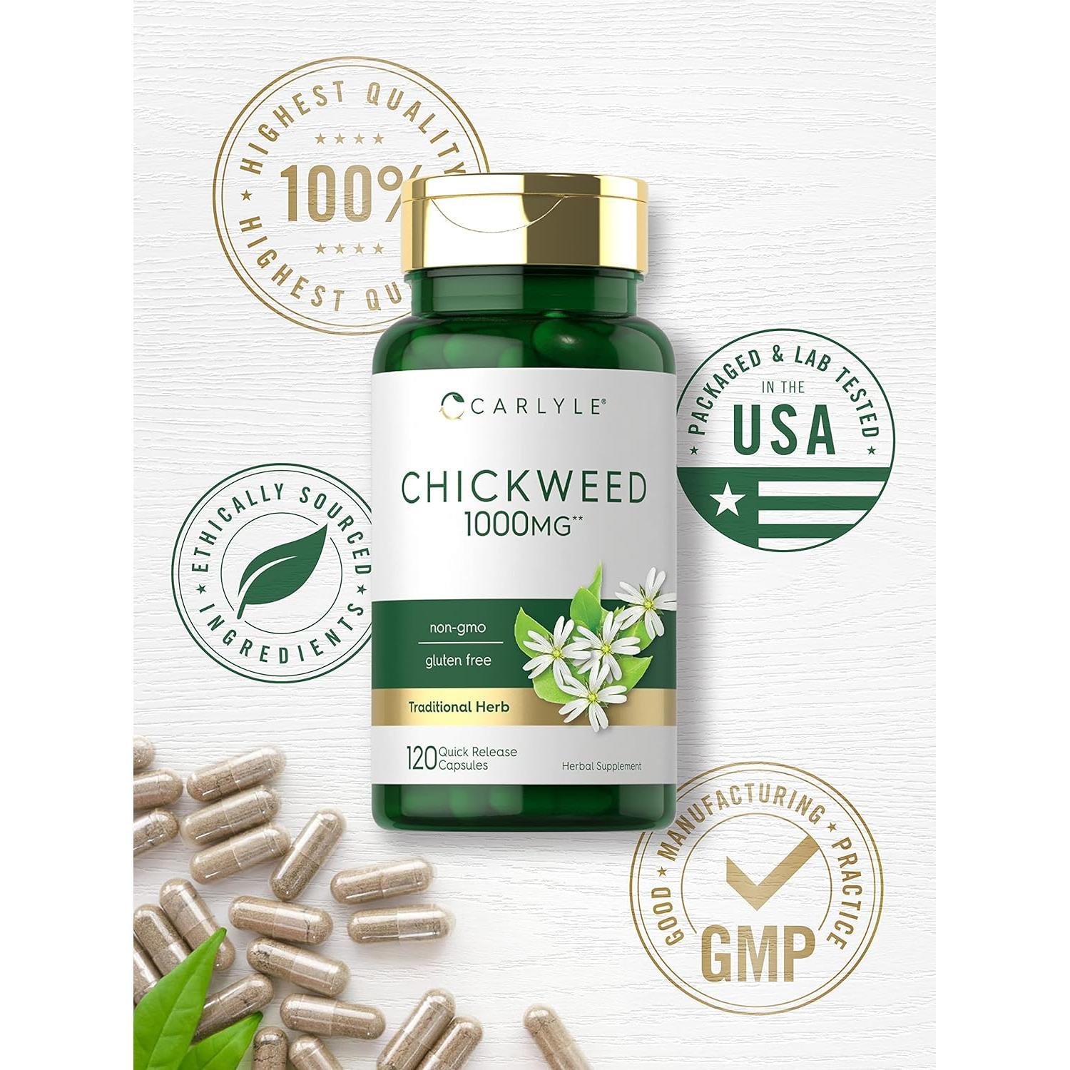 Cápsulas de Hierba Gatera Carlyle 1000mg 120 Conteo Libre de OGM