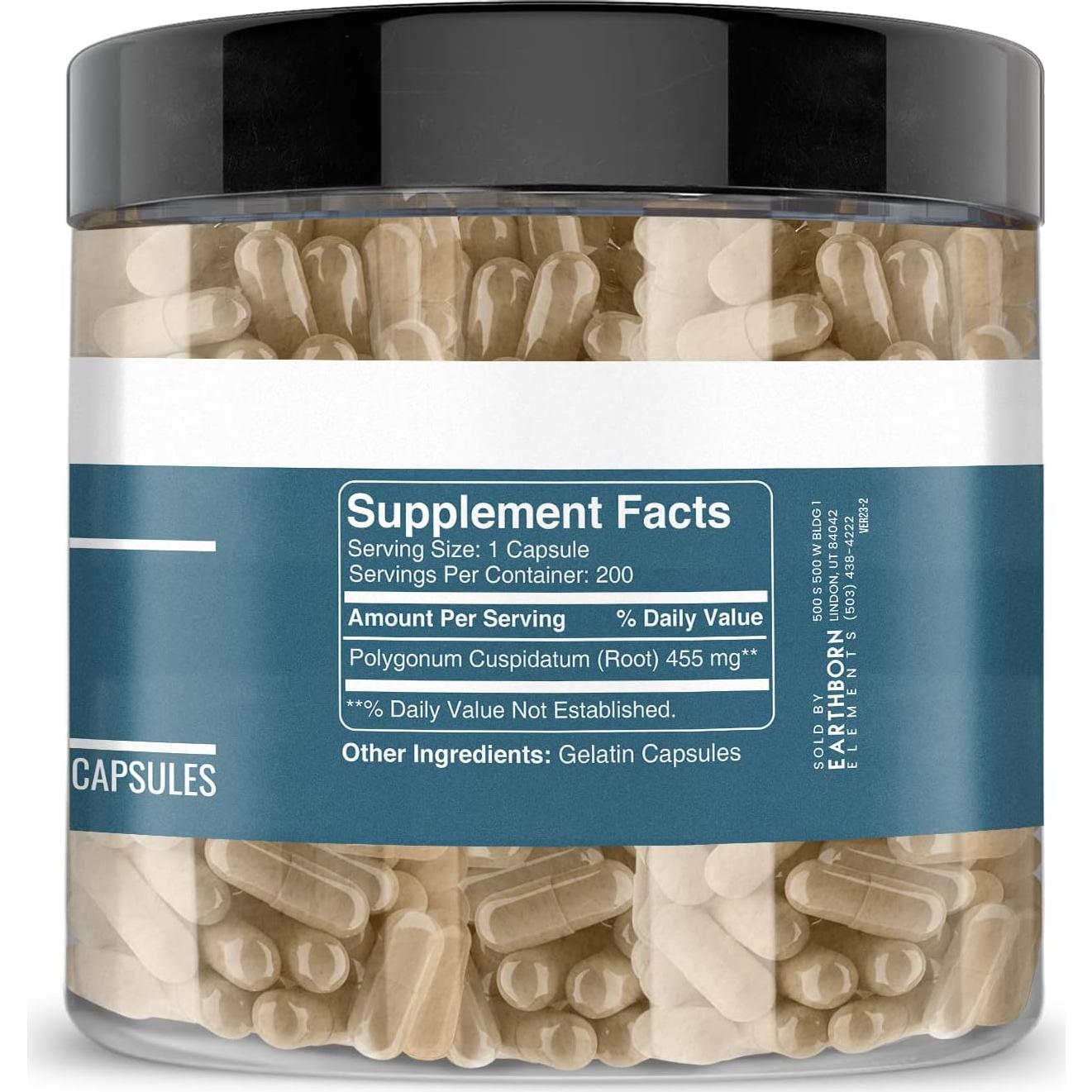 Extracto de raíz de Polygonum cuspidatum Earthborn 200 cápsulas