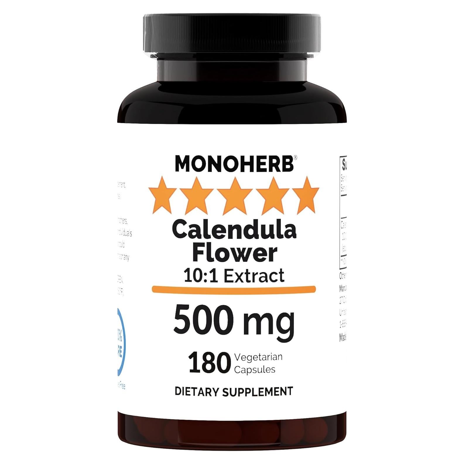Extracto de Flores de Caléndula Monoherb 500 mg - 180 Cápsulas