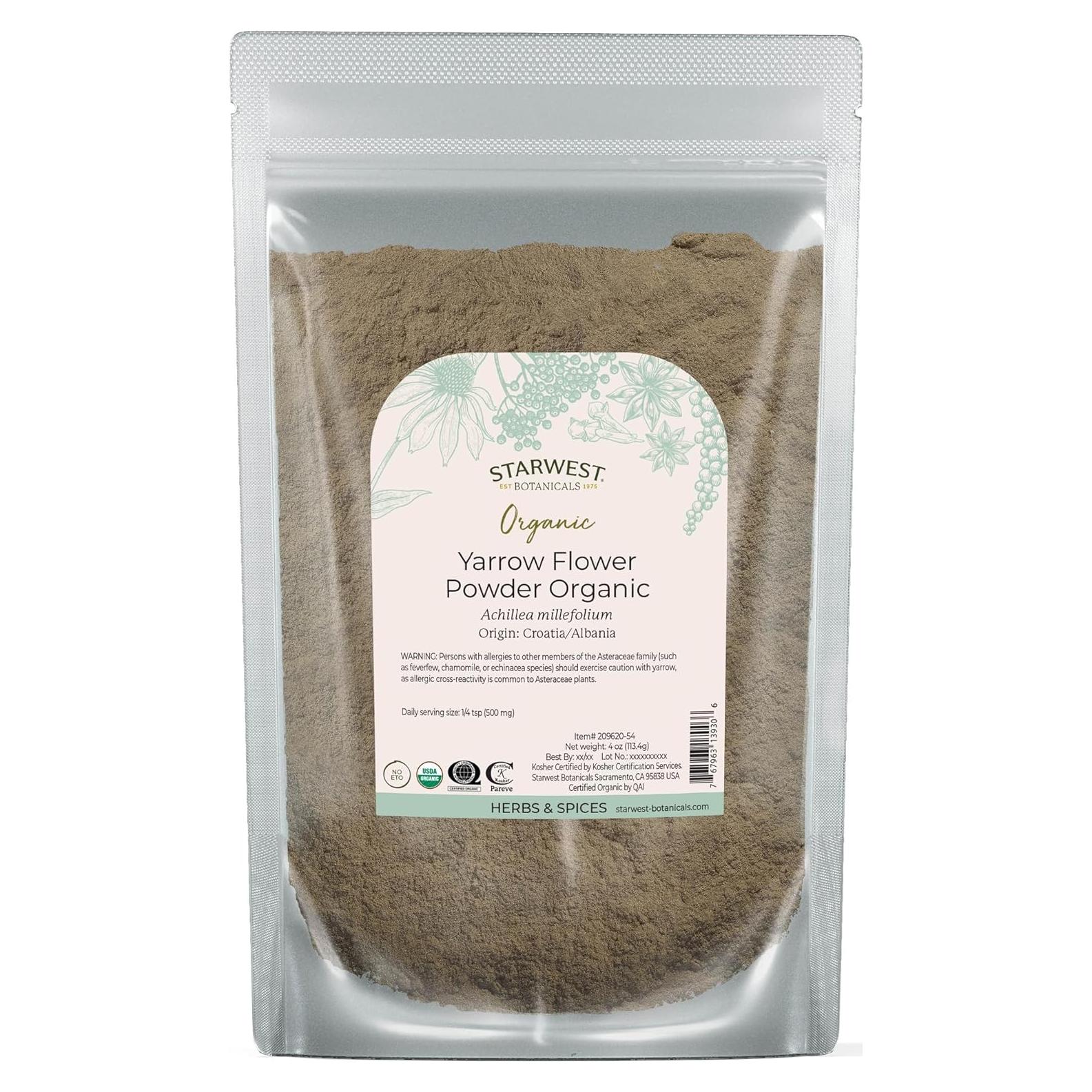 Polvo de Flor de Yarrow Orgánico Starwest Botanicals 113 g