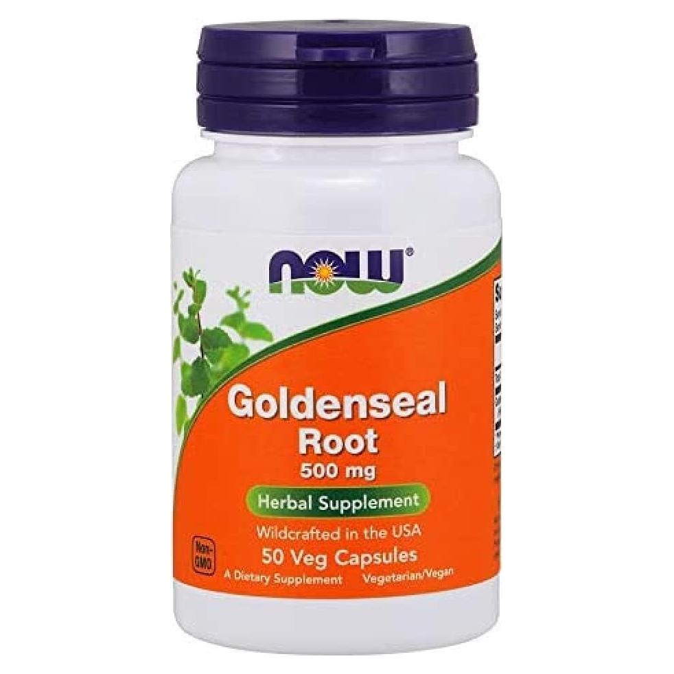 Suplemento Raíz de Sello de Oro Now Foods 500mg 50 Cápsulas