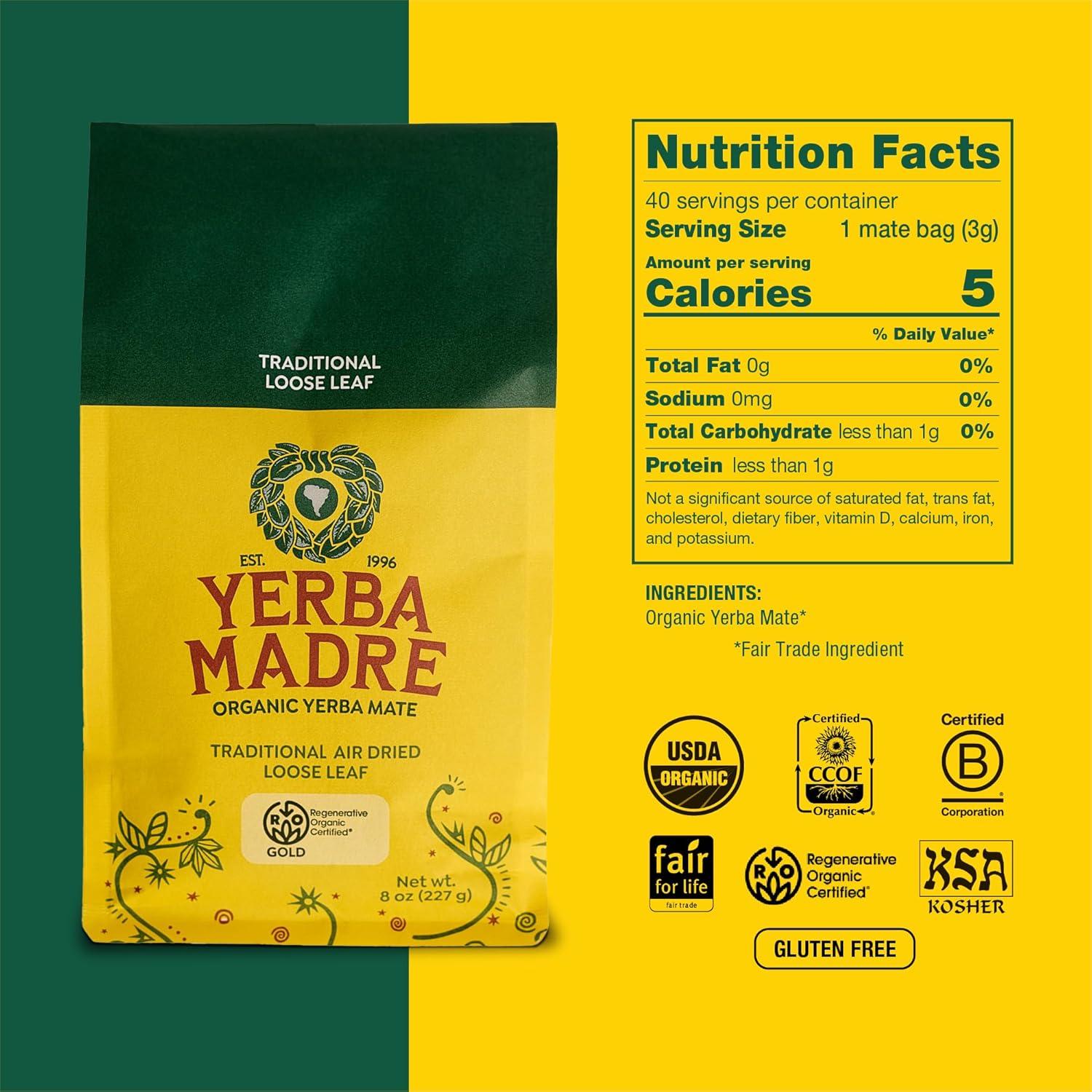 Yerba Mate Orgánica Hoja Suelta Guayakí 227g Paquete de 6