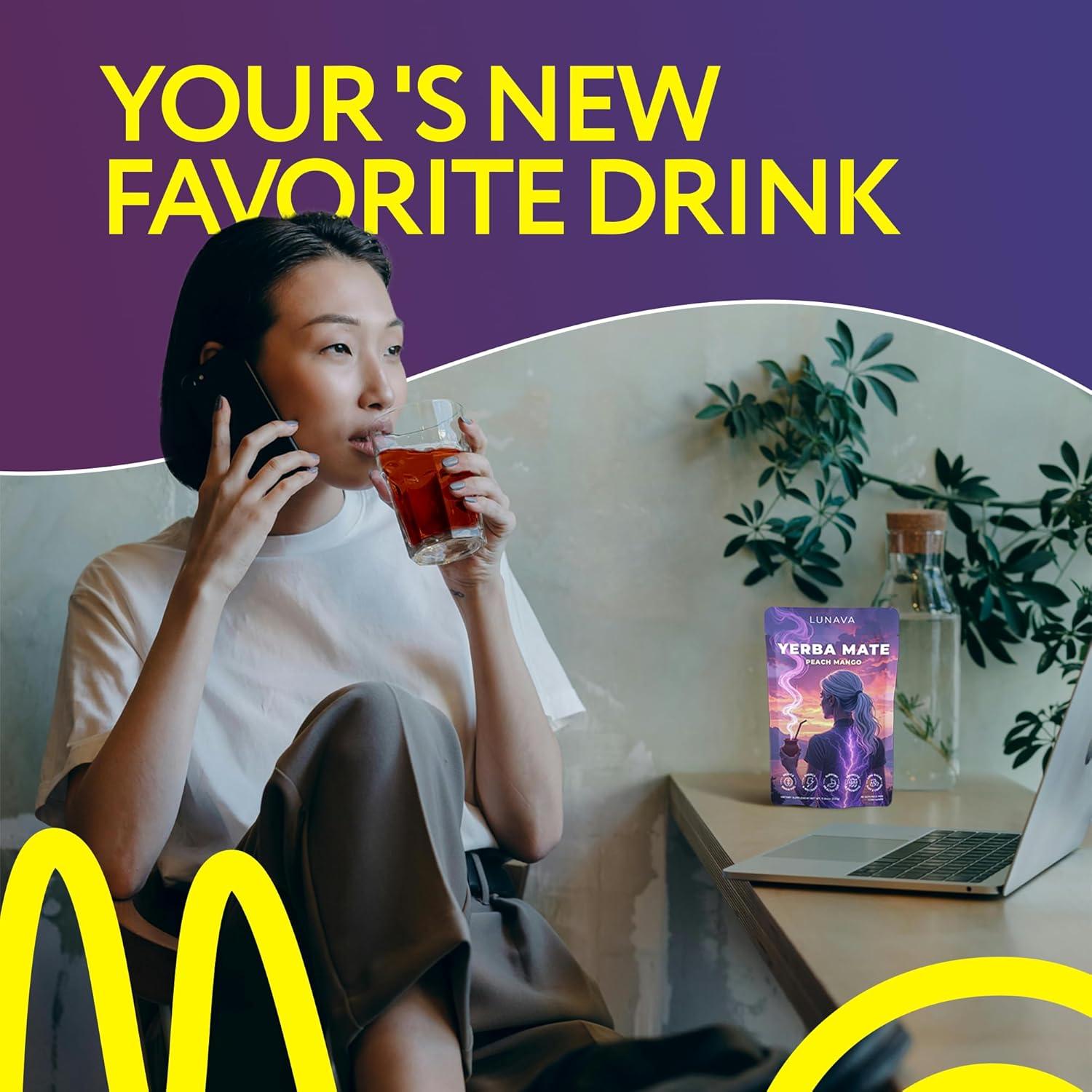 Yerba Mate Instantáneo LUNAVA Durazno Mango 330g - Energía Limpia