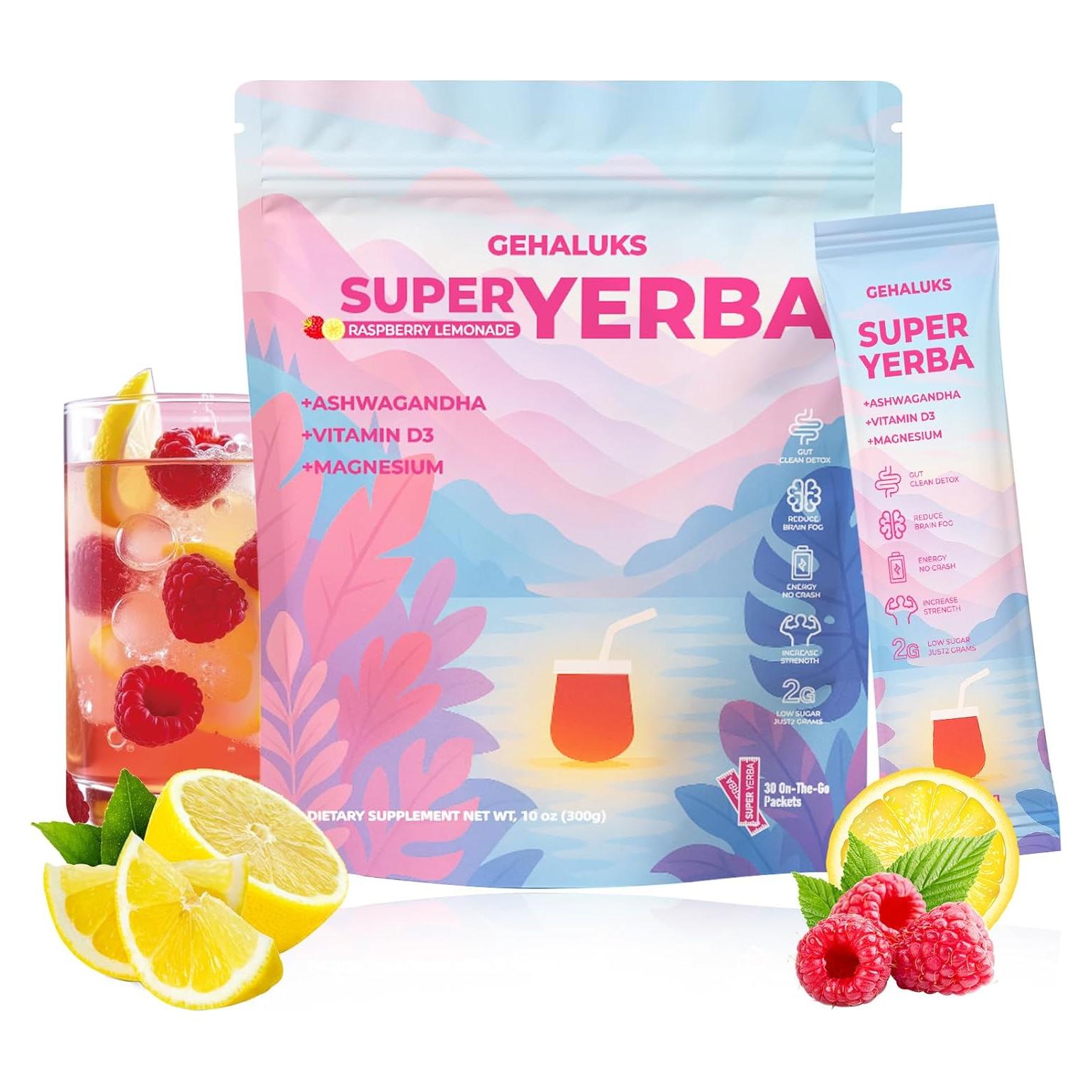 Yerba Mate en Polvo Hewleshen - 30 Porciones Sabor Frambuesa