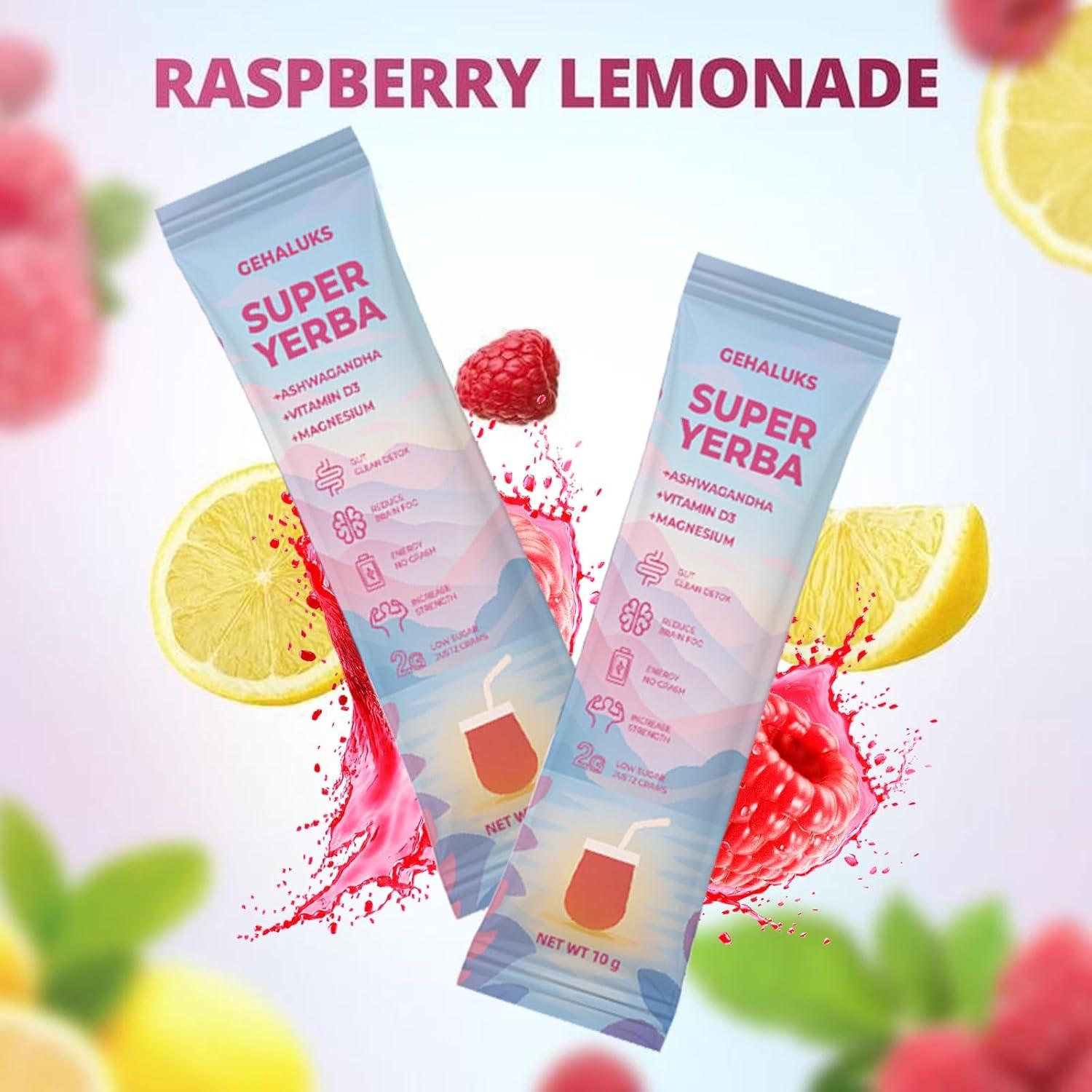 Yerba Mate en Polvo Hewleshen - 30 Porciones Sabor Frambuesa