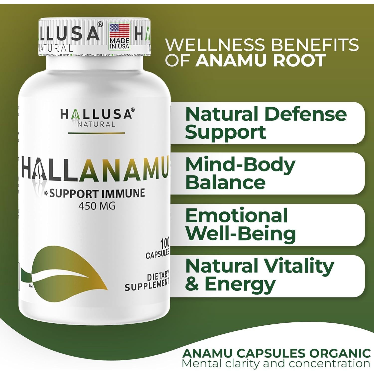 Cápsulas de Raíz de Anamu Hallusa 450 mg - 100 Unidades