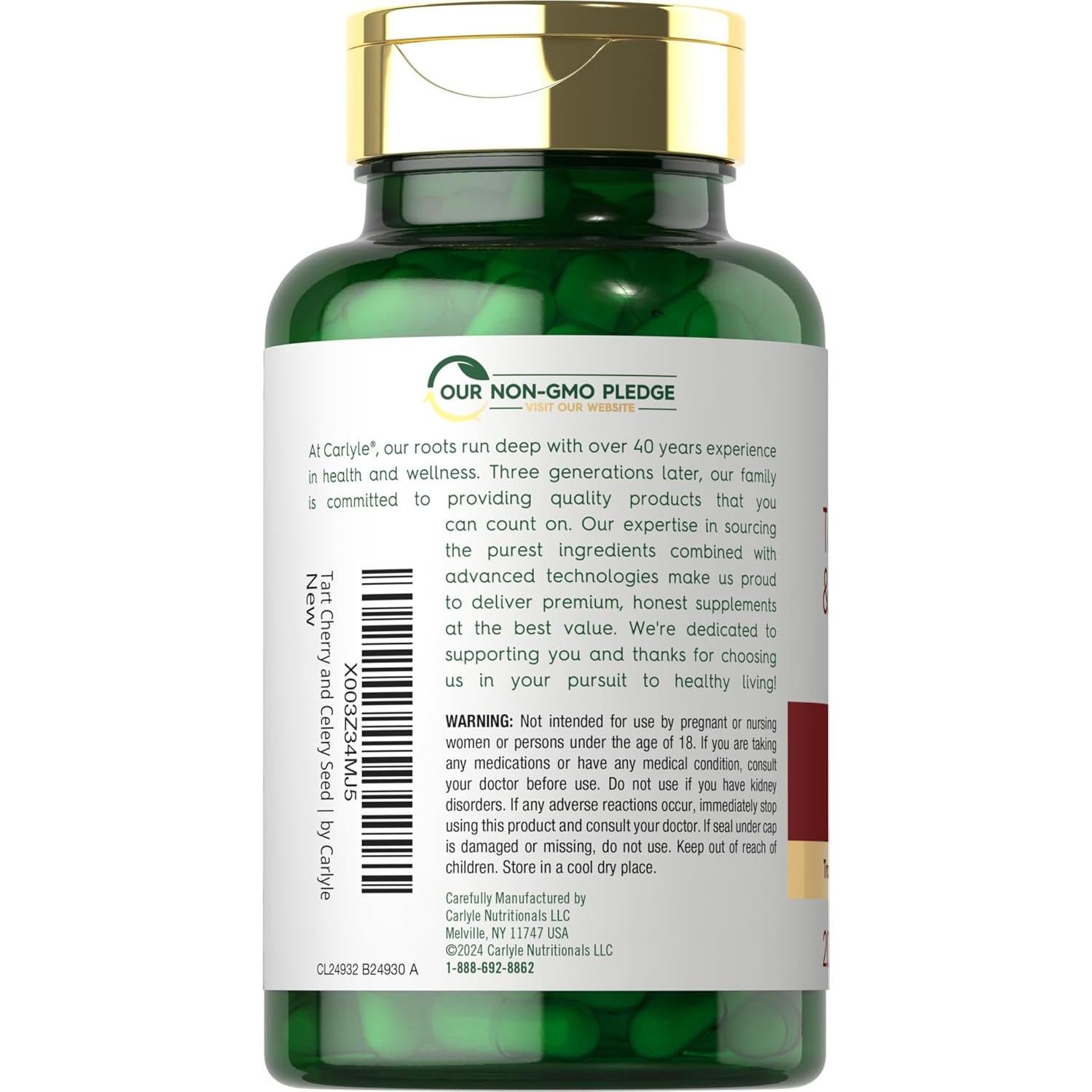 Suplemento de Cereza Ácida y Semilla de Apio Carlyle 200 Cápsulas