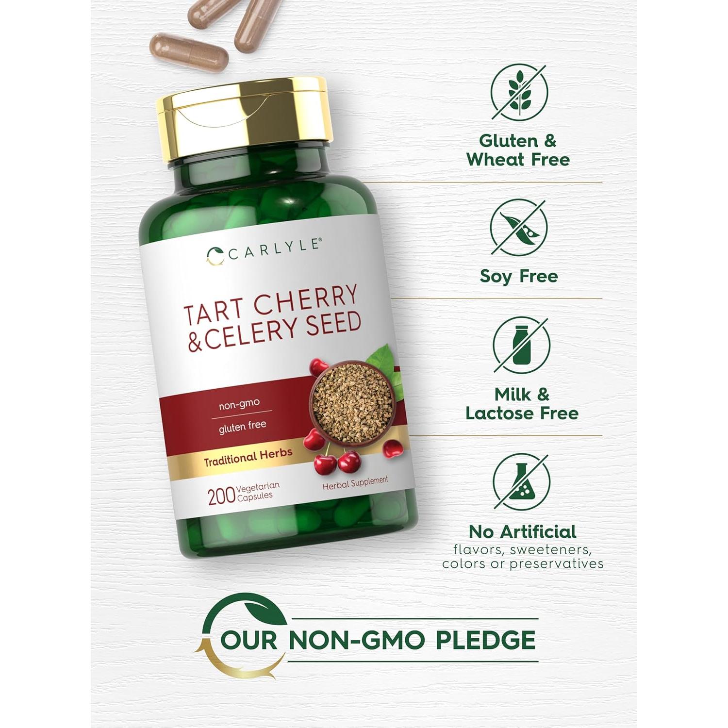 Suplemento de Cereza Ácida y Semilla de Apio Carlyle 200 Cápsulas