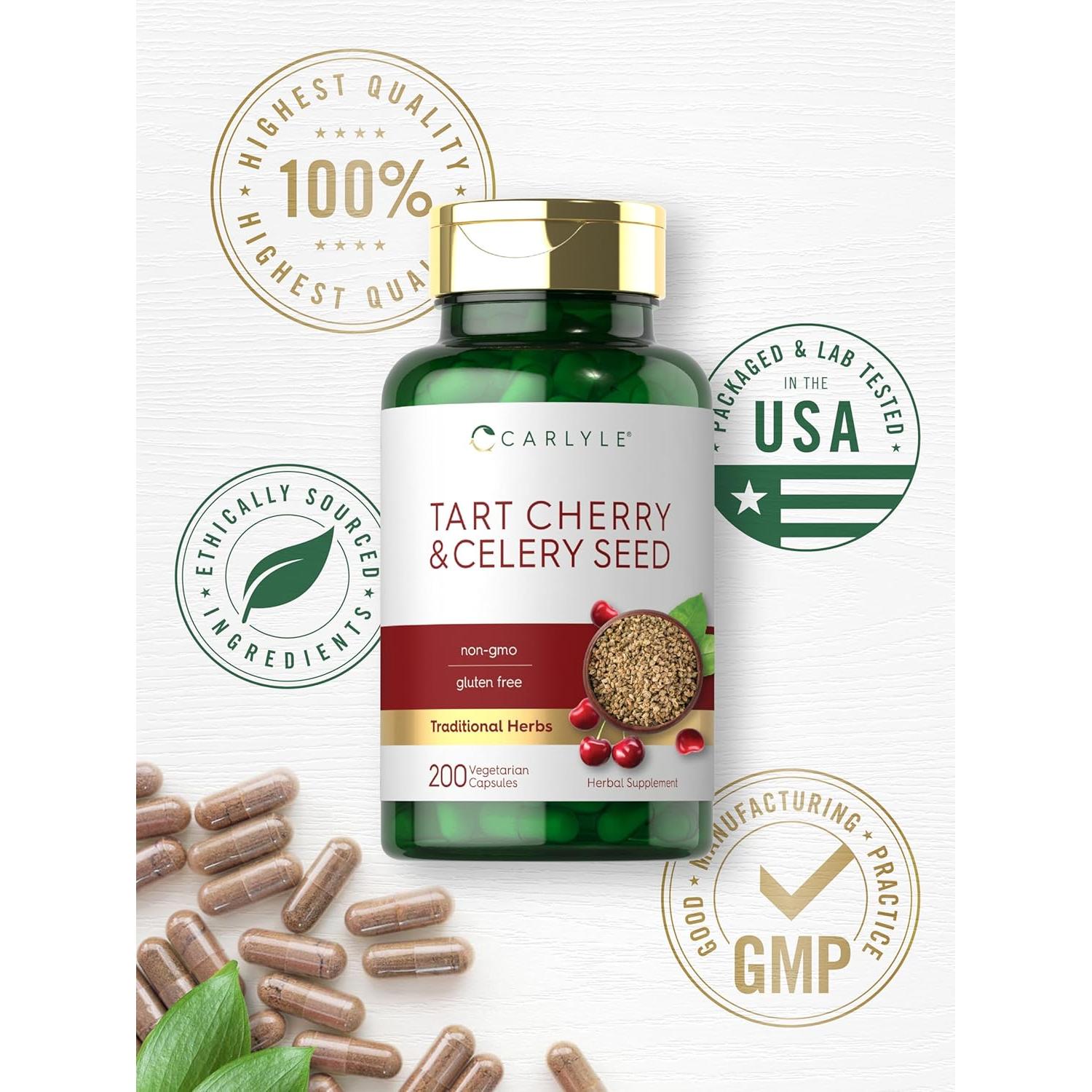 Suplemento de Cereza Ácida y Semilla de Apio Carlyle 200 Cápsulas