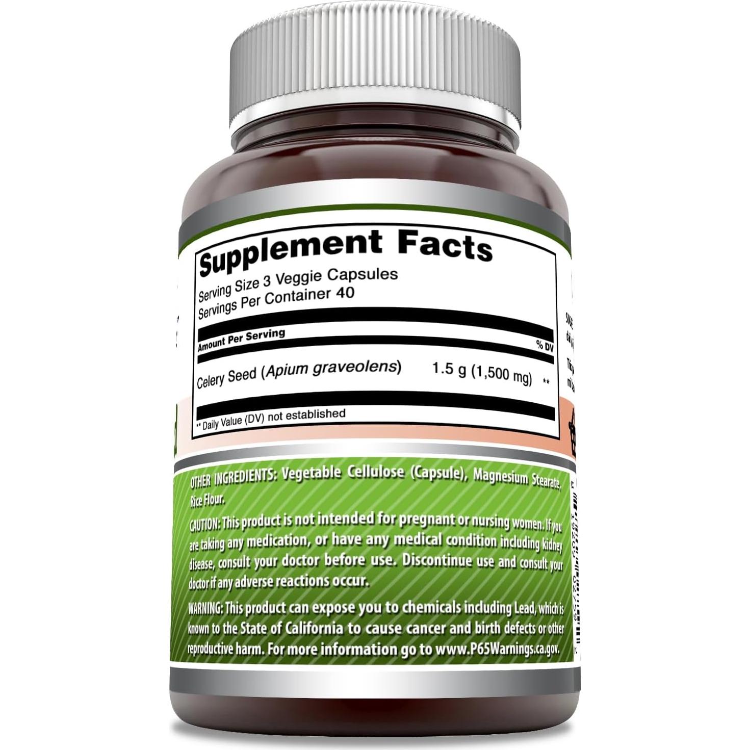 Suplemento de Semilla de Apio Amazing Formulas 1500 Mg 120 Cápsulas