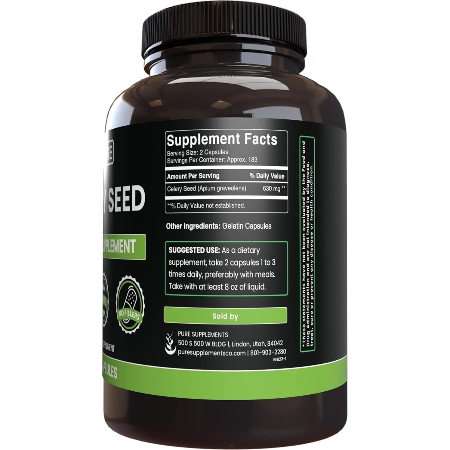 Cápsulas de Semilla de Apio 365 Unidades Ingredientes Originales
