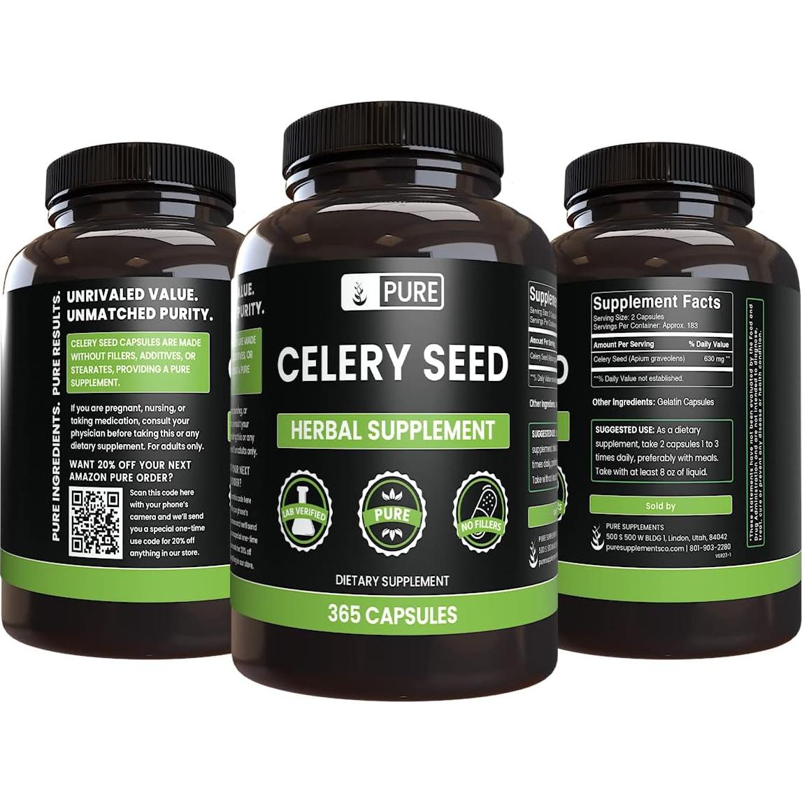 Cápsulas de Semilla de Apio 365 Unidades Ingredientes Originales