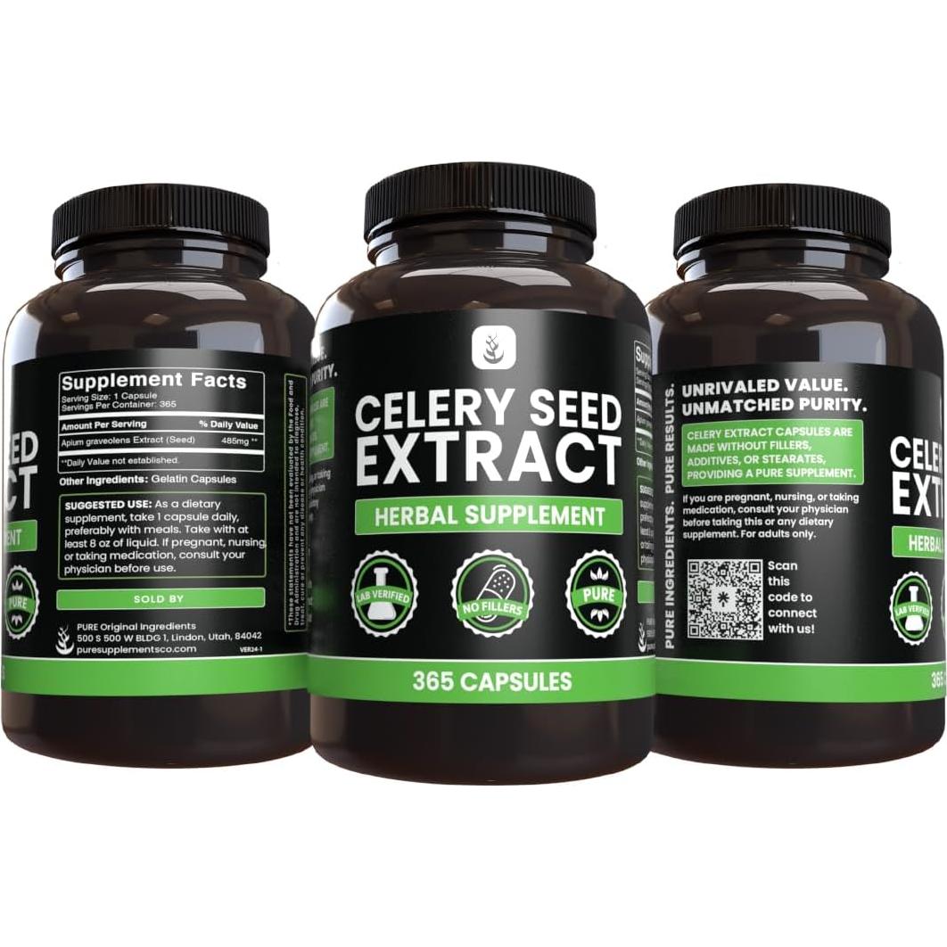 Extracto de Semilla de Apio 365 Cápsulas Ingredientes Originales